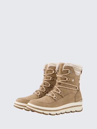 Gefütterte Schneestiefel mit Plateau-Absatz von Women, dark sand