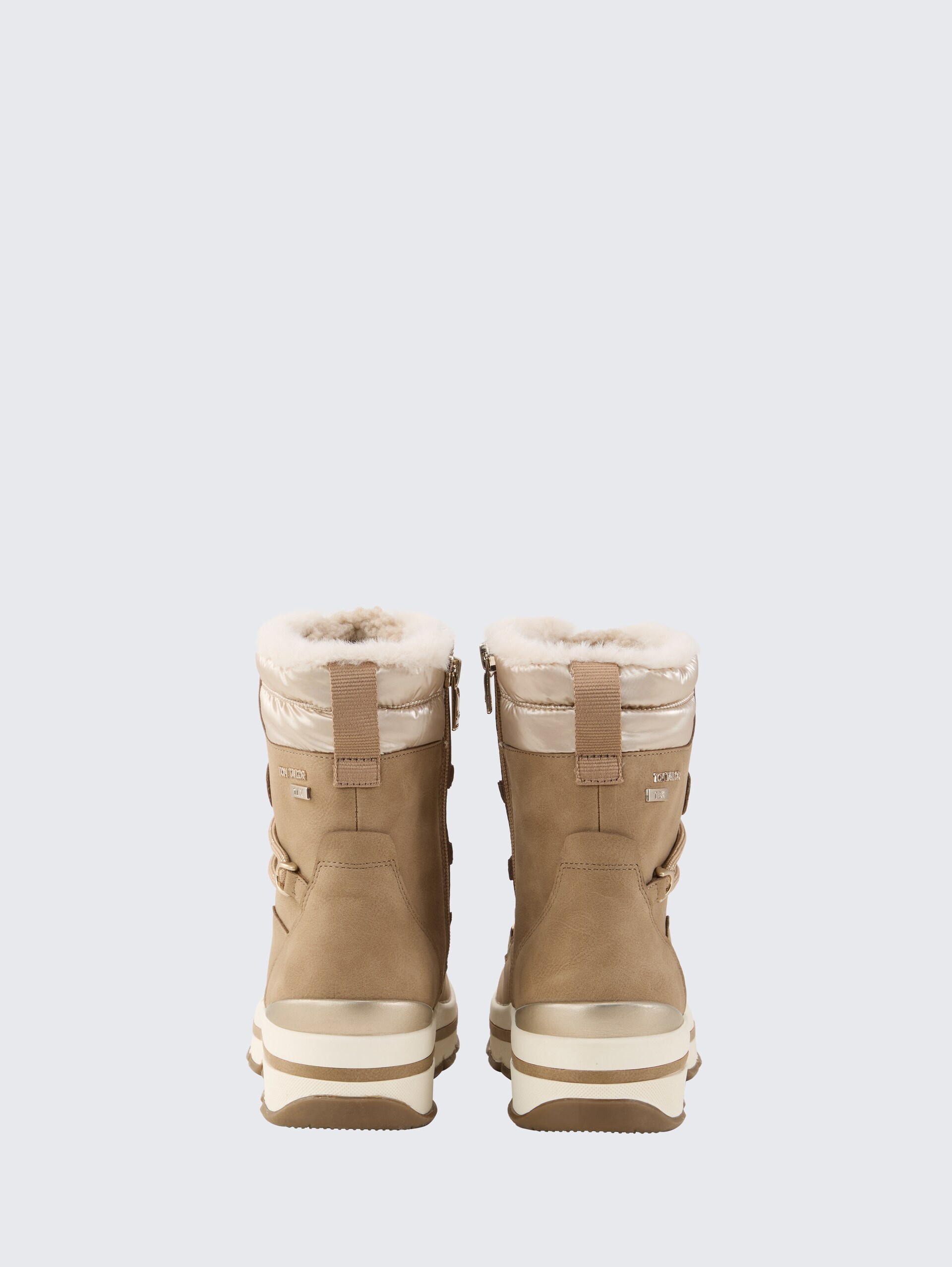 Gefütterte Schneestiefel mit Plateau-Absatz - dark sand - Produkt-Rückansicht