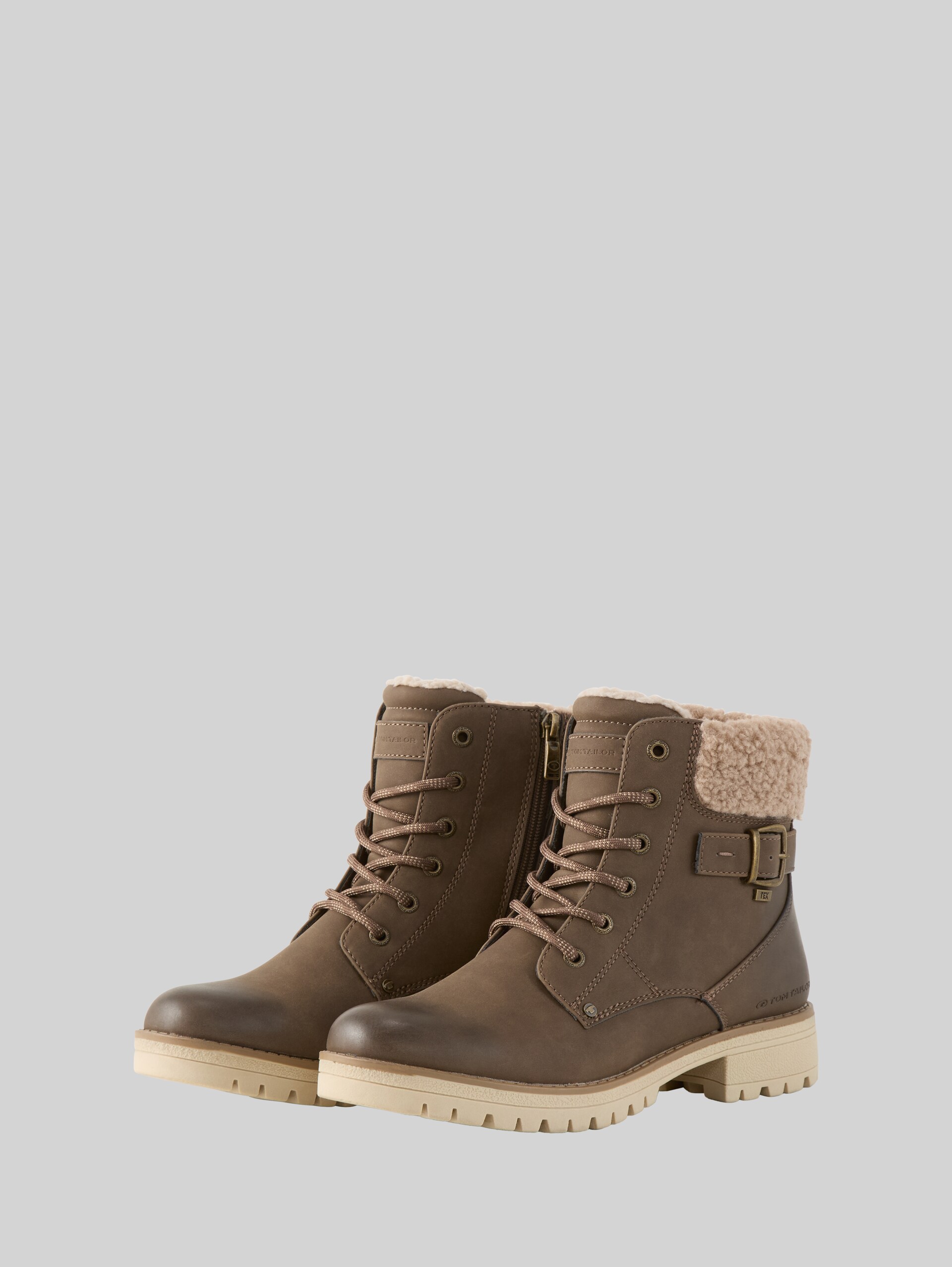 Waterproof boots with lining - taupe - side product view