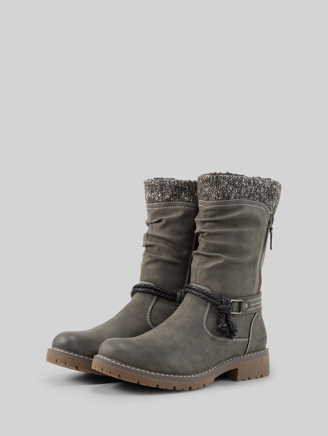 Wasserfeste Stiefel mit Strick-Einsatz von Women, coal