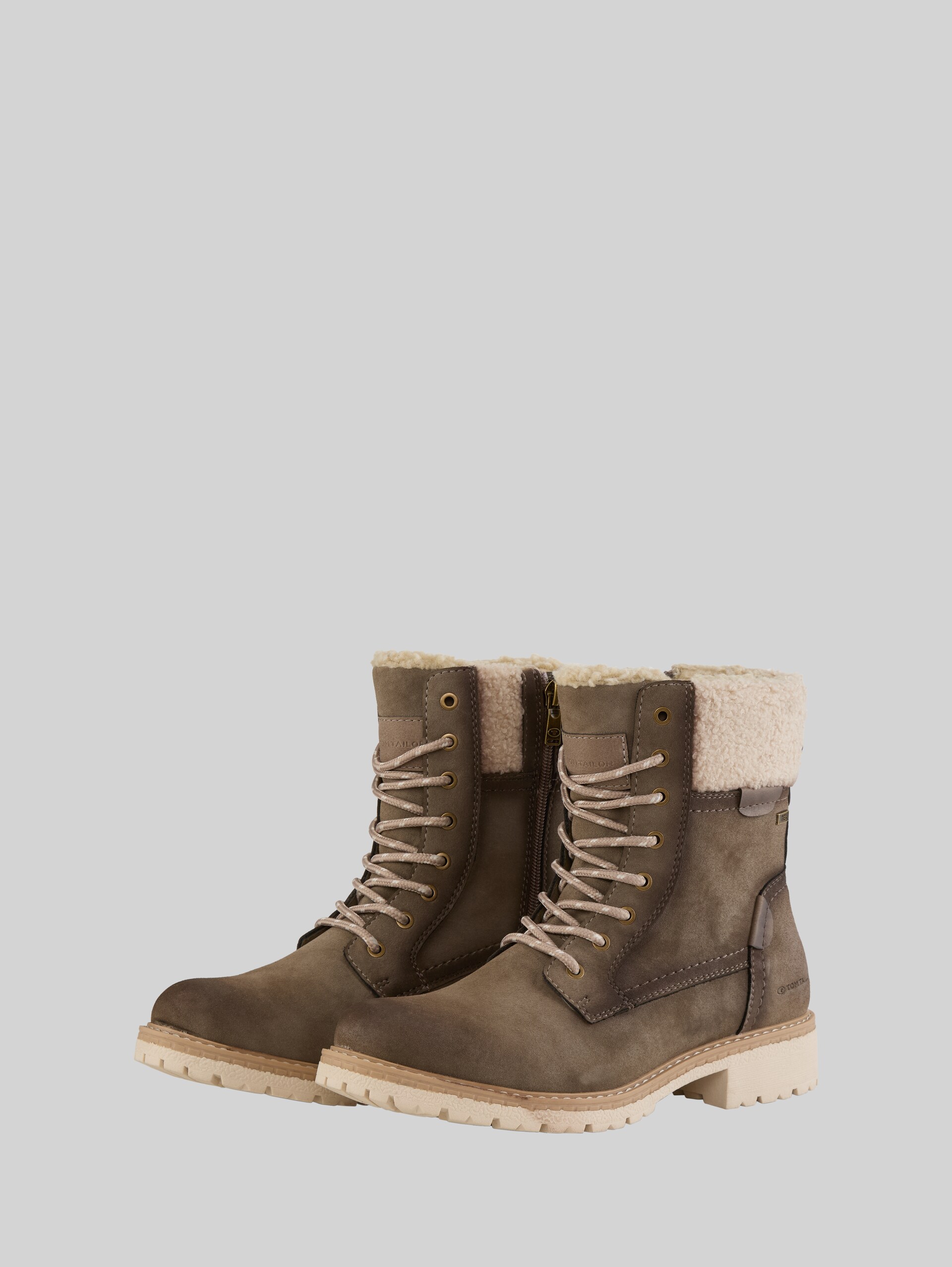 Waterproof boots with lining - taupe - side product view
