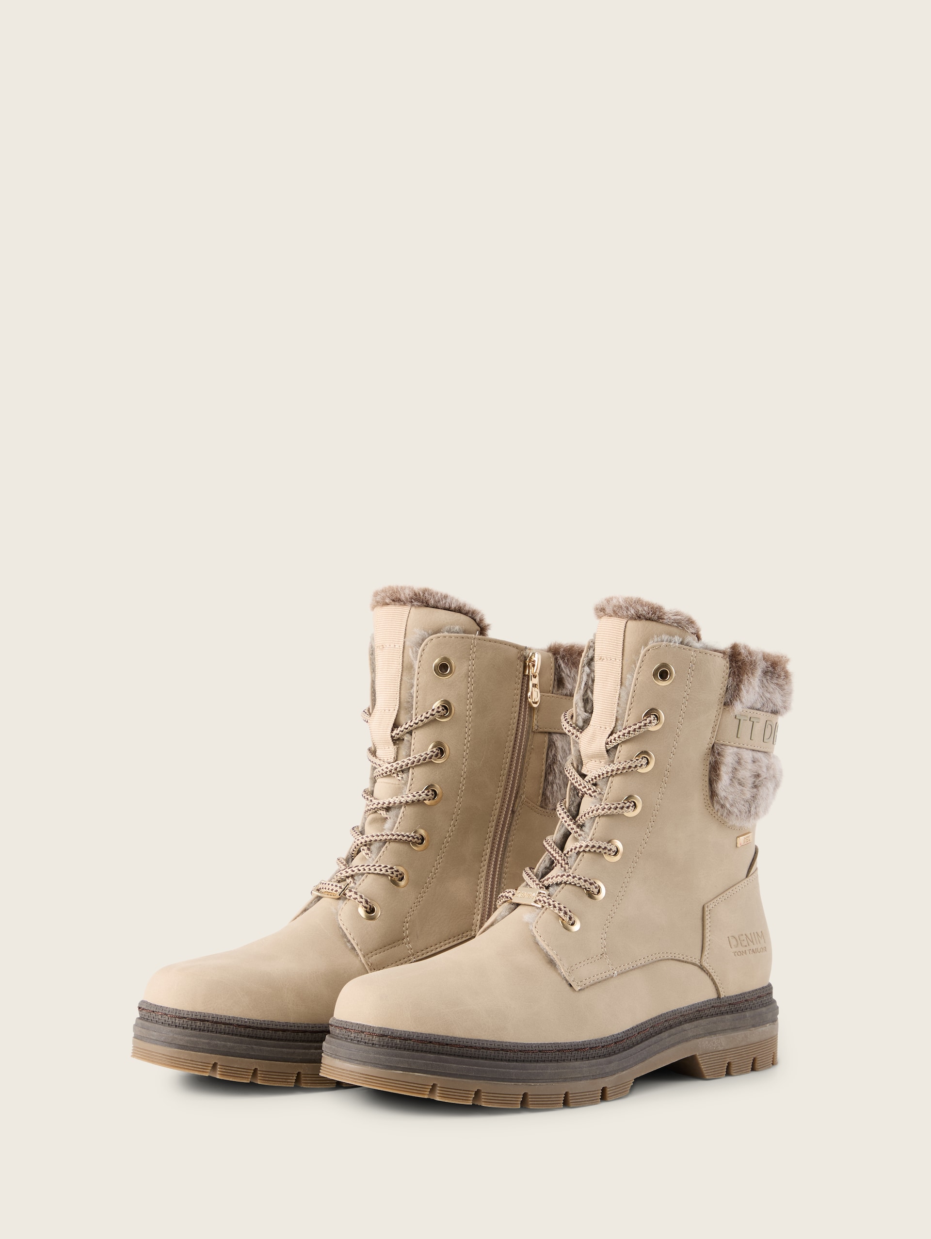 Wasserfeste Stiefel mit Fütterung - dk cream - seitliche Produkt-Ansicht