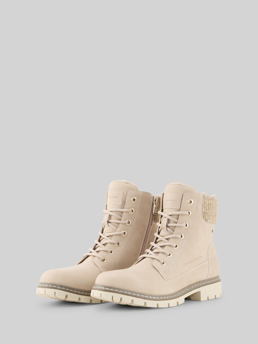 Lined boots with knitted insert by Women, cream
