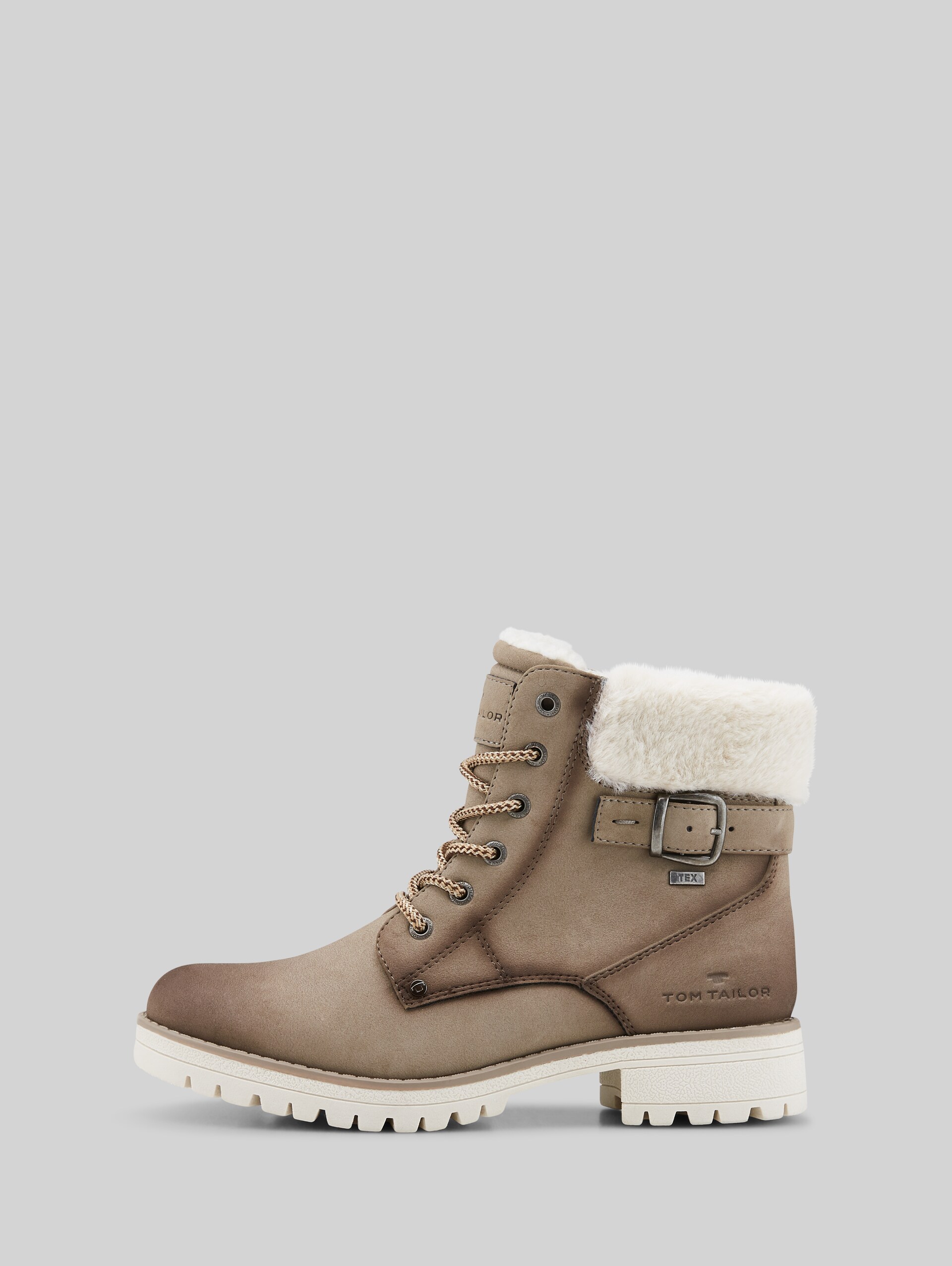 Waterproof boots with a mix of materials - taupe - Product detail view