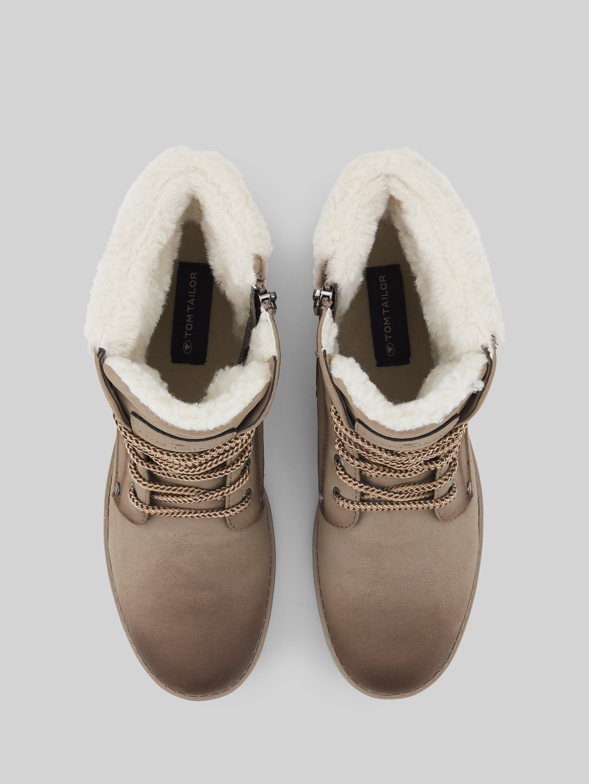 Waterproof boots with a mix of materials - taupe - Product view from top