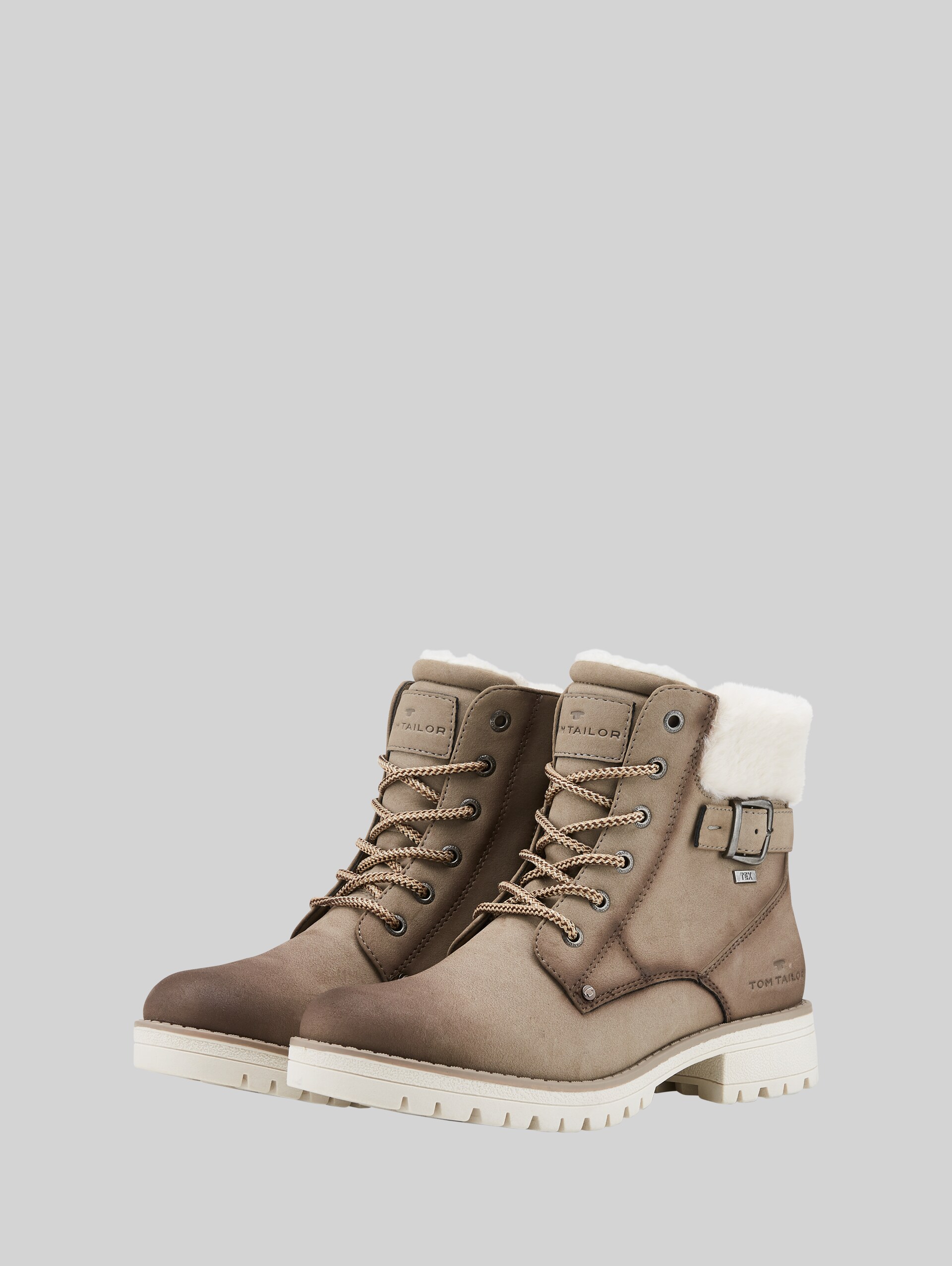 Waterproof boots with a mix of materials - taupe - side product view