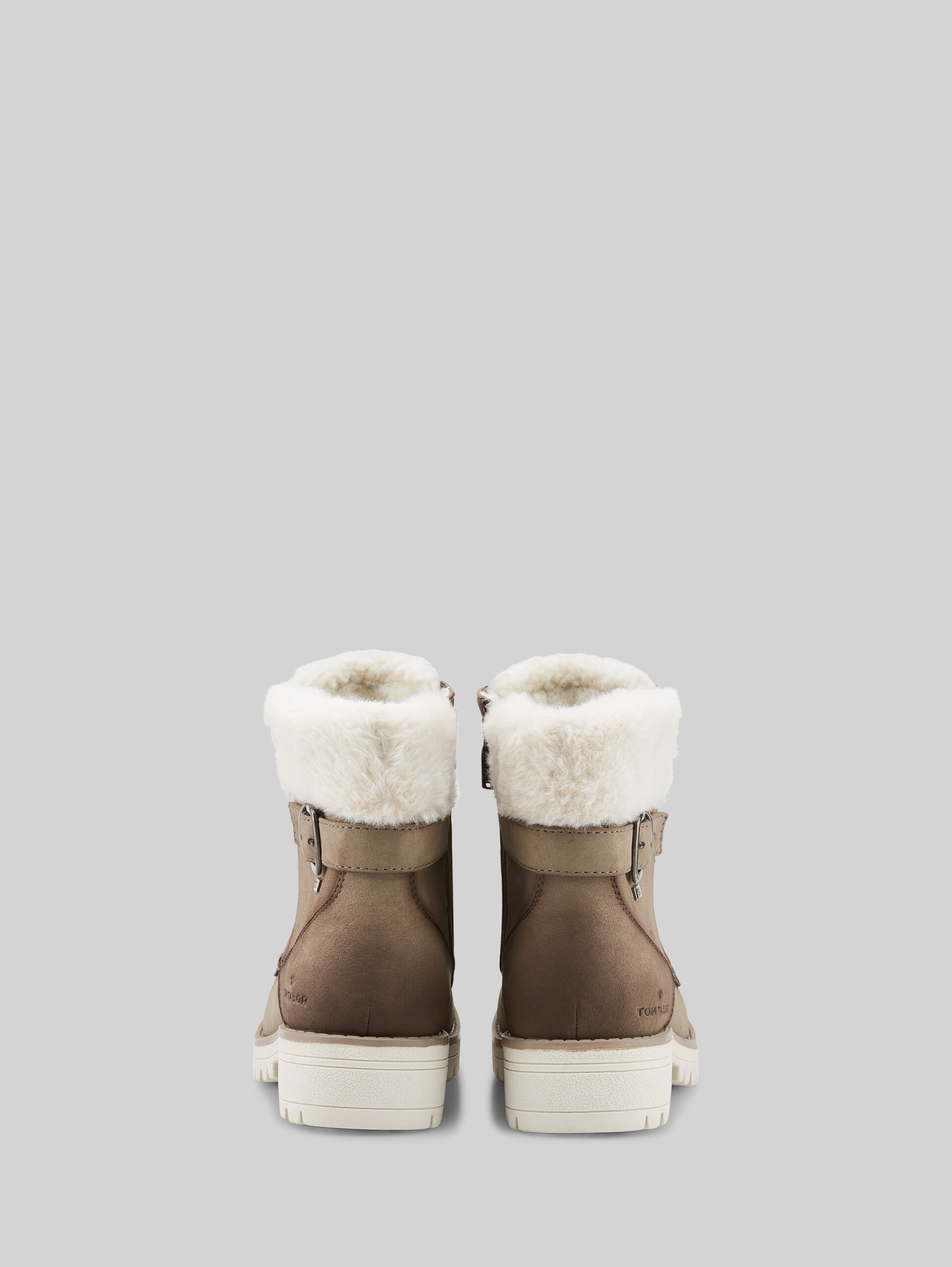 Waterproof boots with a mix of materials - taupe - Product rear view