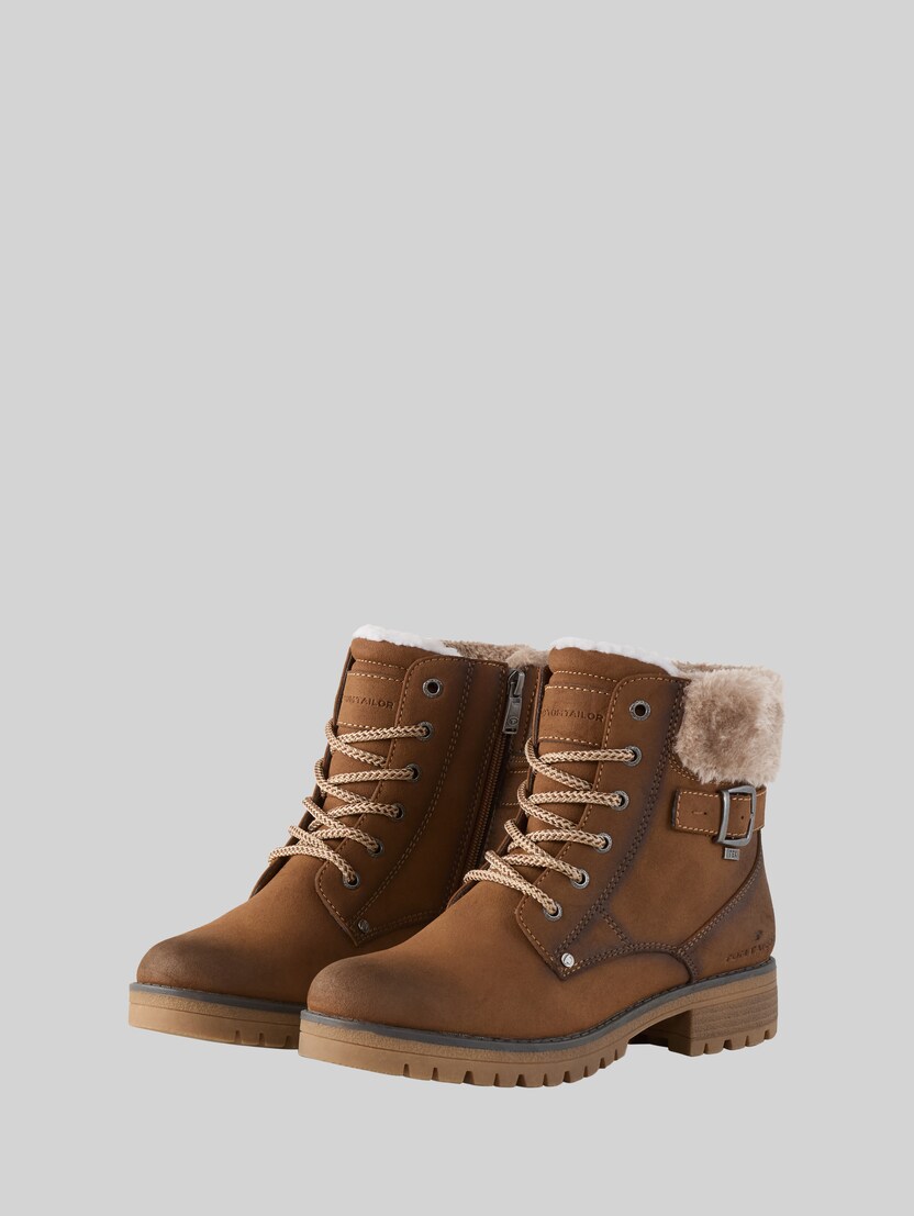 Waterproof boots with a mix of materials by Women, whisky