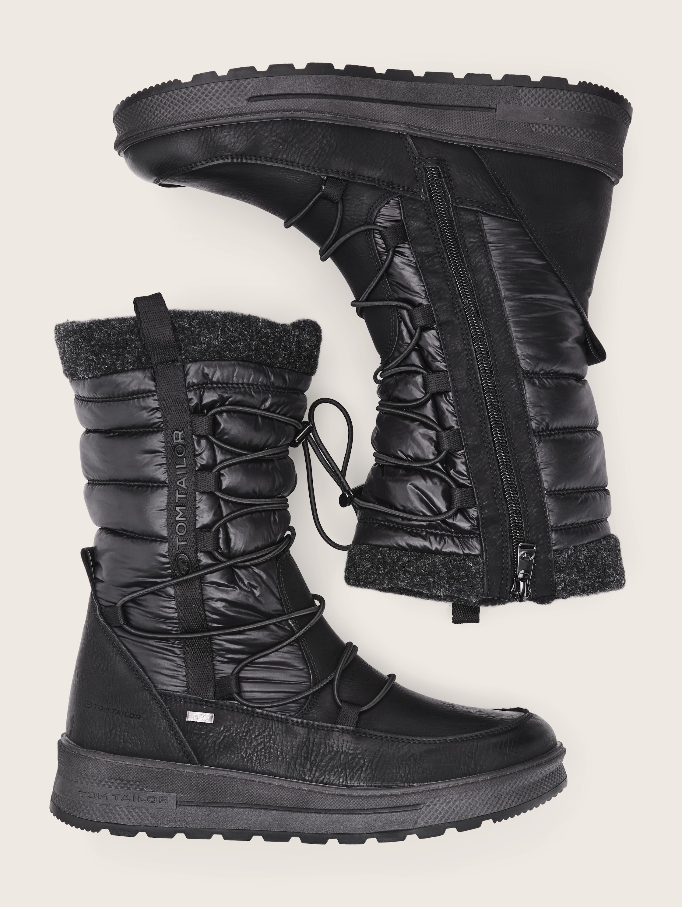 Lined boots - black - Product view from top 