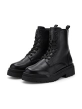 Sélectionné, Bottes à lacets en similicuir lisse par Tom Tailor, noires