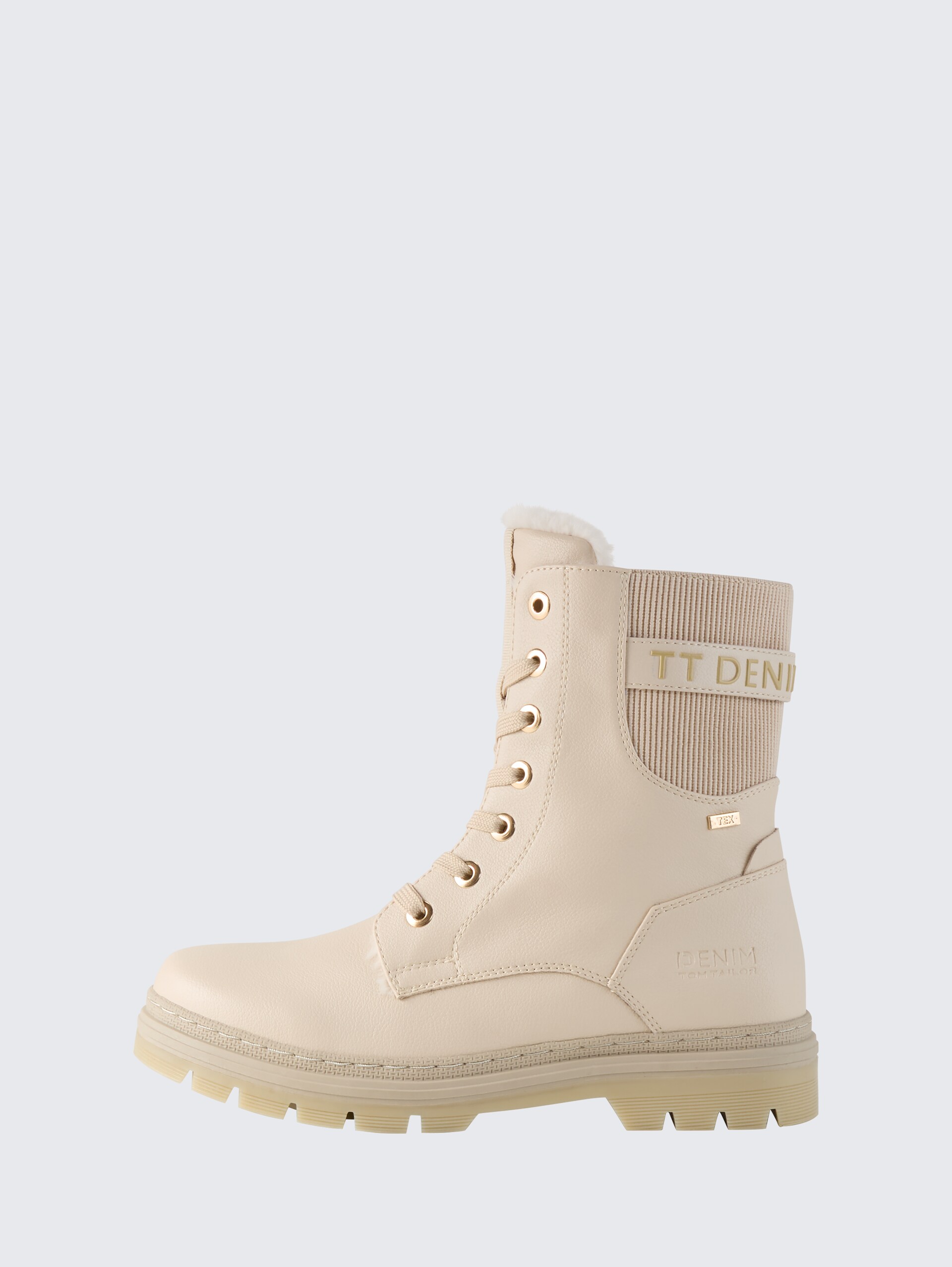 Wasserdichte Stiefel mit Logo-Applikation - beige - seitliche Produkt-Ansicht