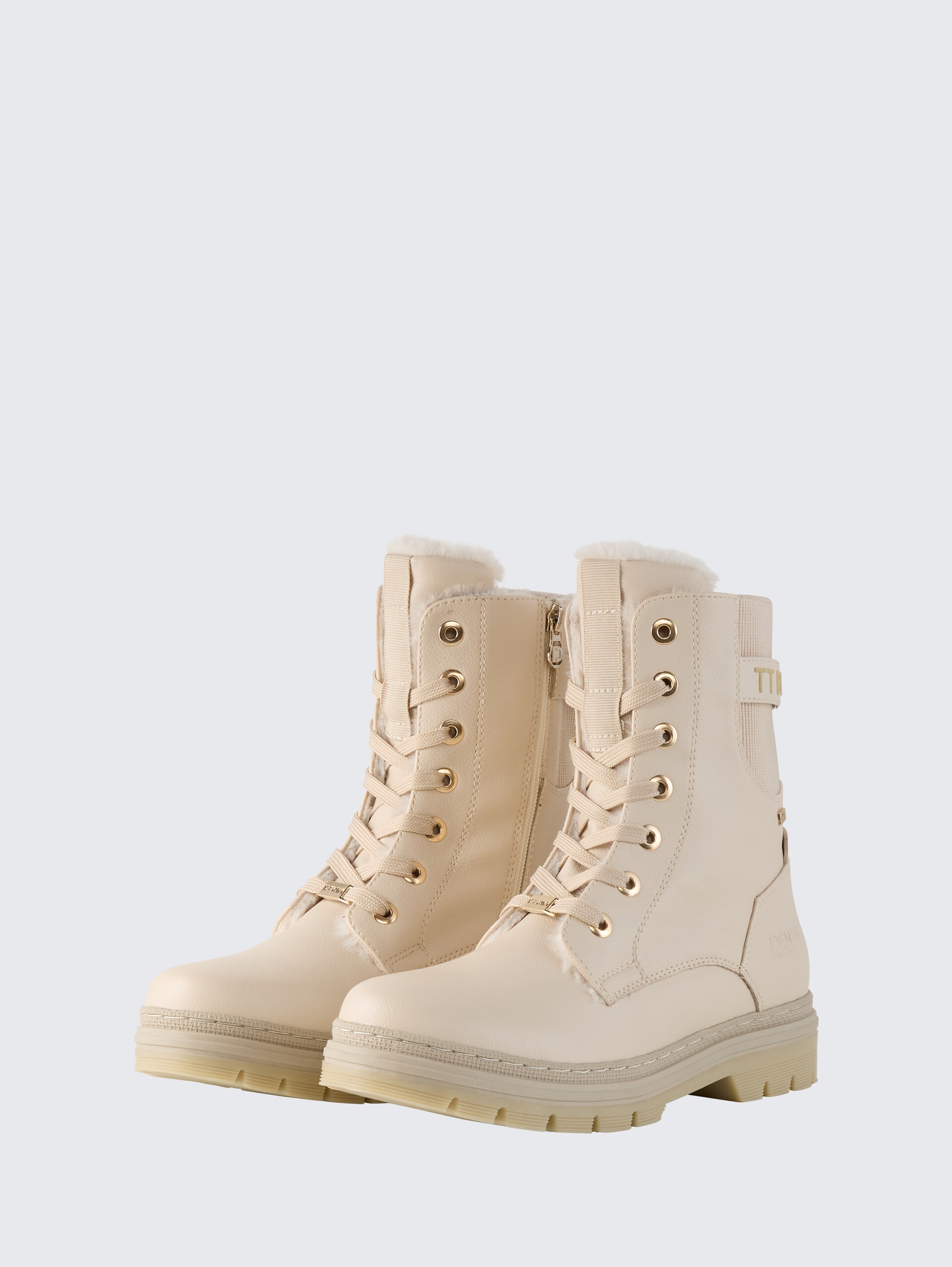 Wasserdichte Stiefel mit Logo-Applikation - beige - seitliche Produkt-Ansicht