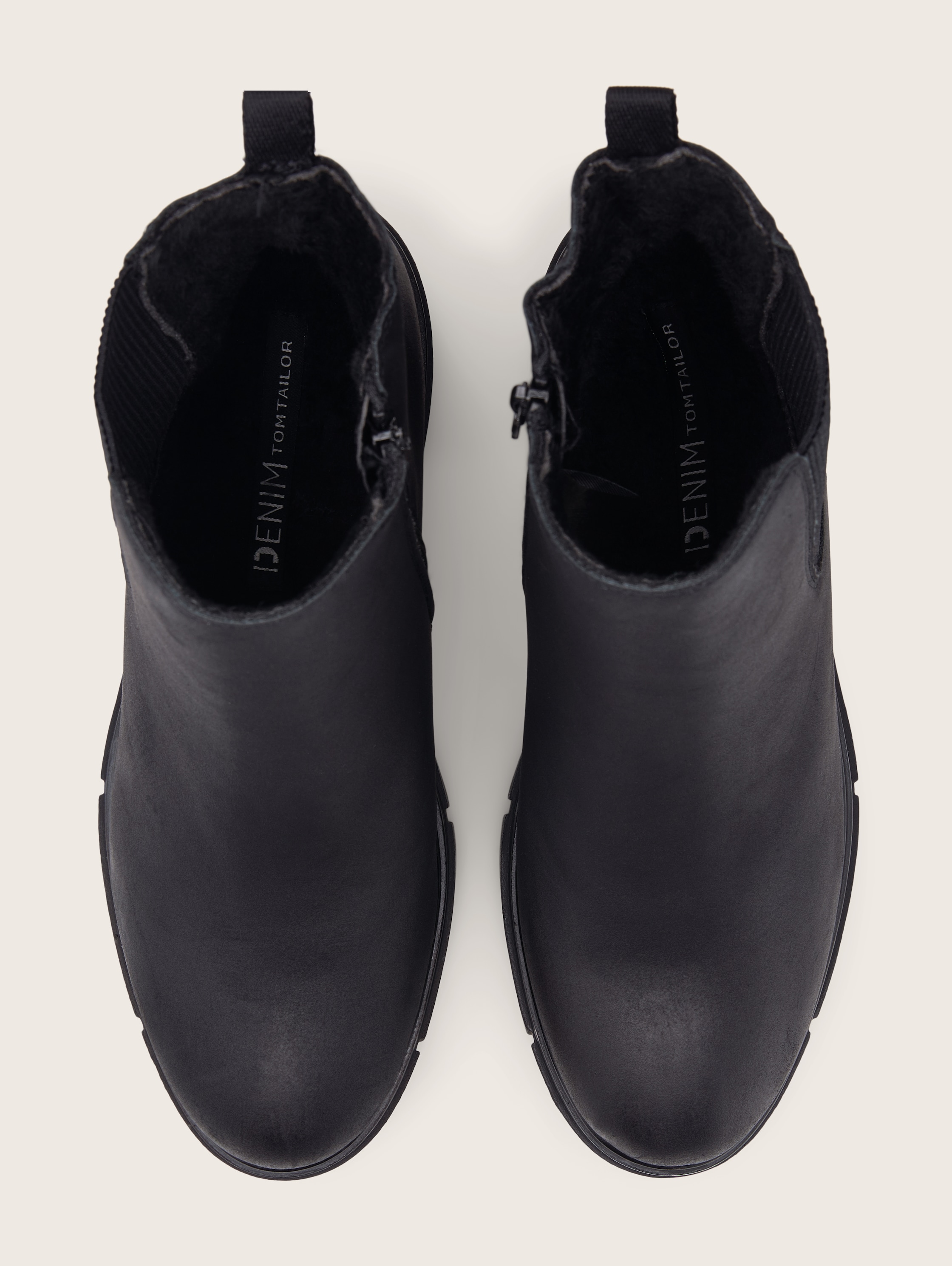 Gefütterte Stiefeletten mit Block-Absatz - black - Produkt-Ansicht von oben 