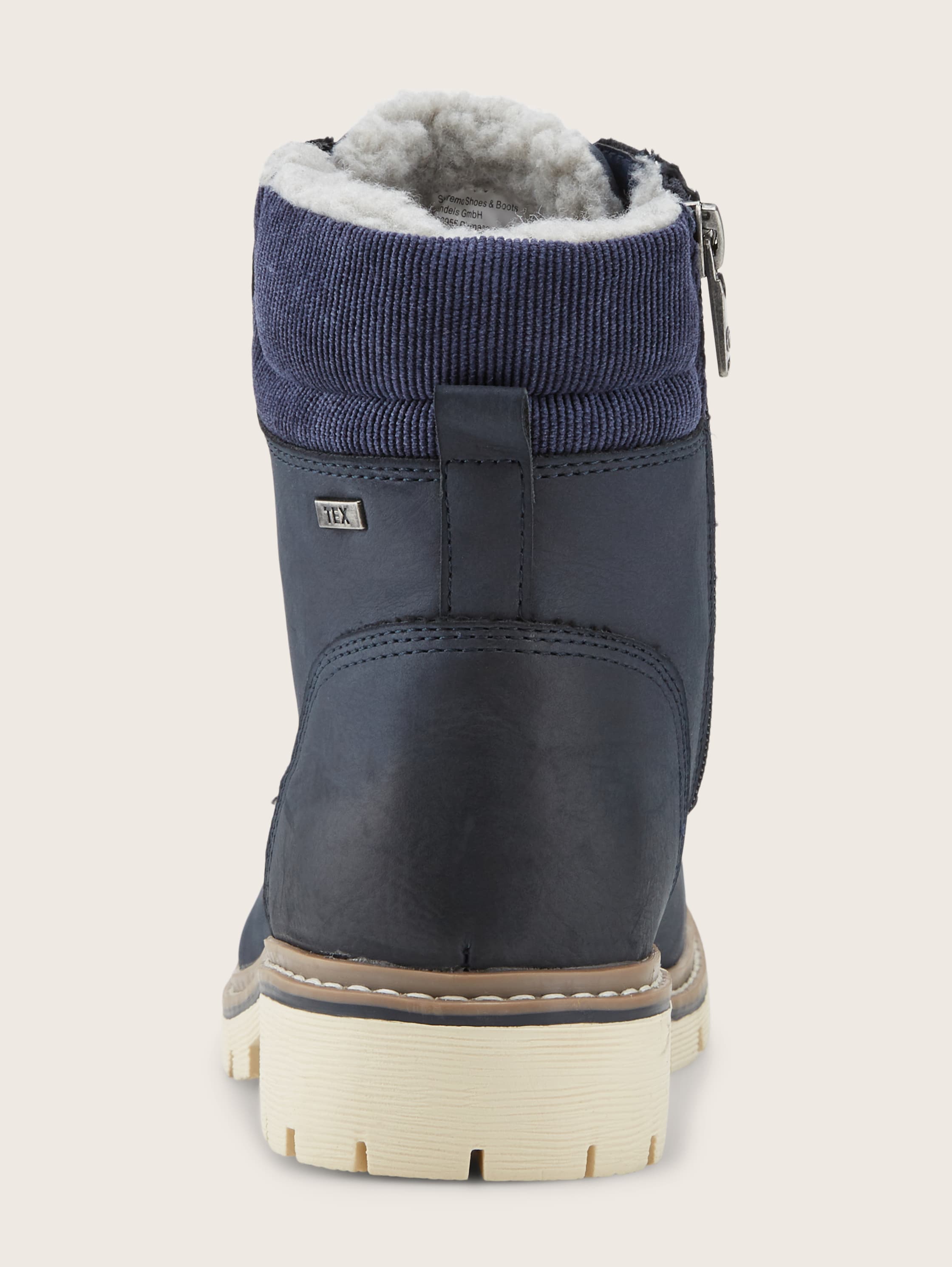 Gefütterte Stiefeletten aus Kunstleder - navy - Produkt-Rückansicht