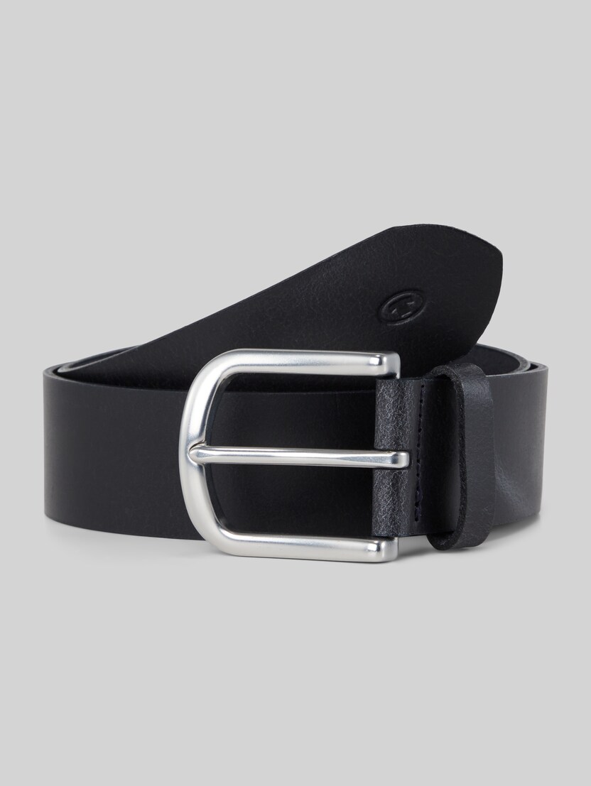 TTMARIO Kids leather belt with rounded pin buckle by Unisex, navy uni