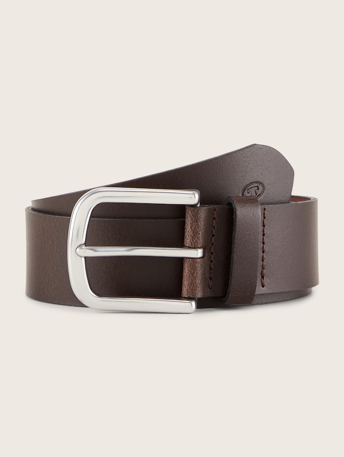 TTMARIO leren riem met afgeronde gesp door Unisex, brown uni