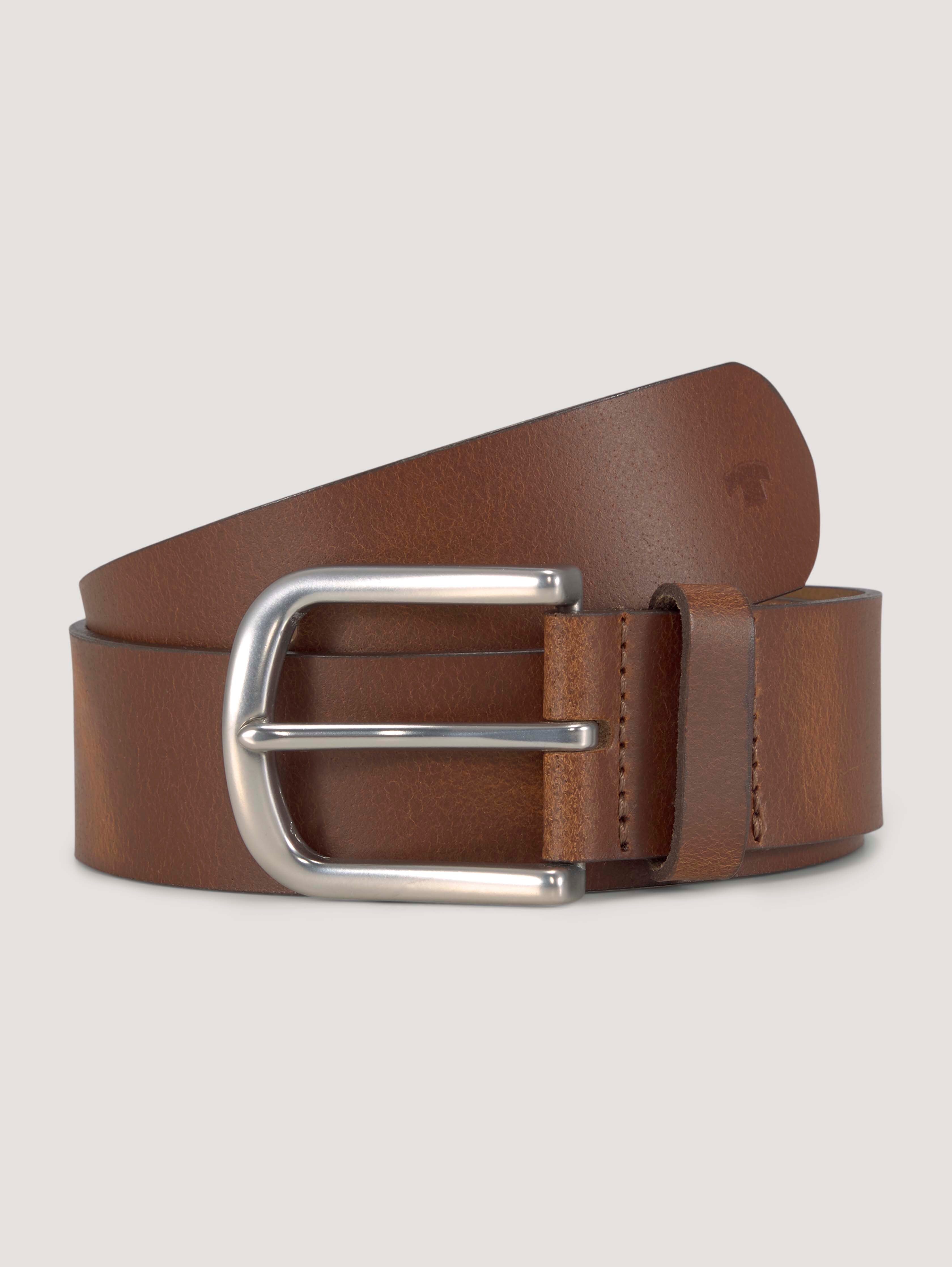 TTMARIO Ledergürtel mit abgerundeter Dornschließe von Unisex, light brown uni