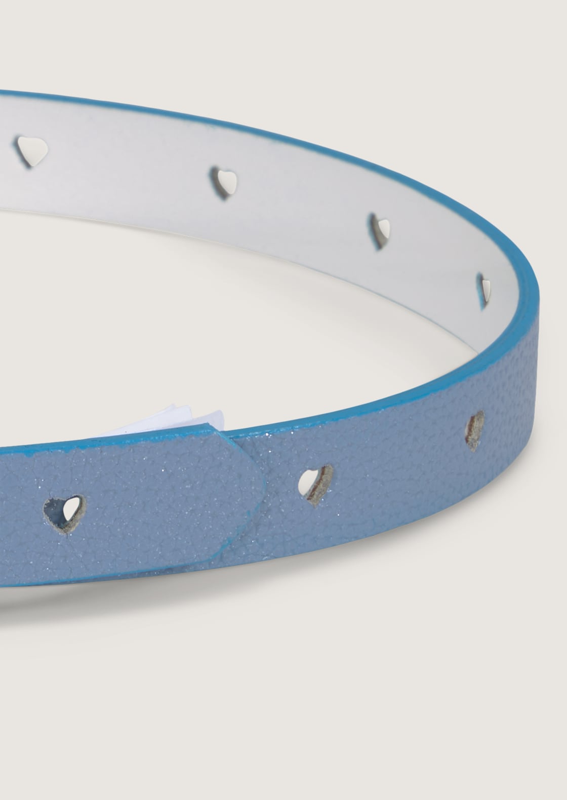 TTPEACH Kids schmaler Ledergürtel mit eckiger Dornschließe - bleu uni - Produkt-Ansicht von oben 