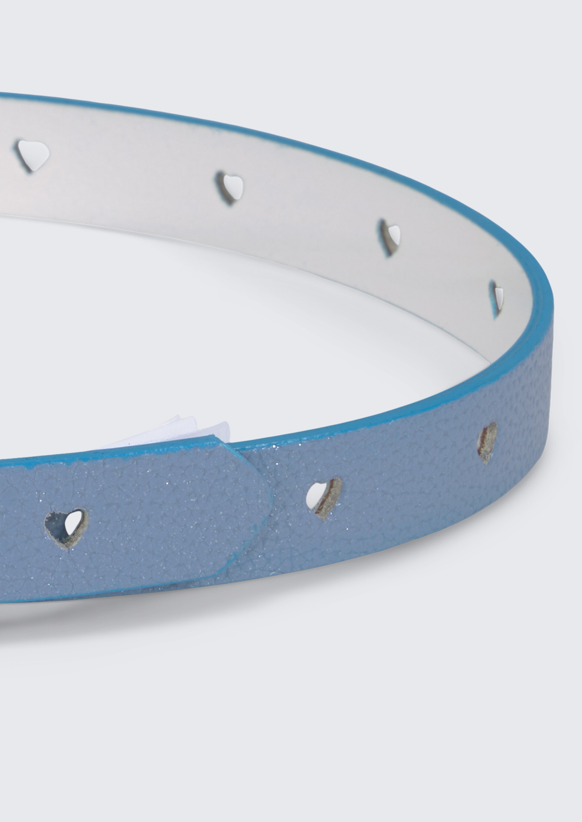 TTPEACH Kids schmaler Ledergürtel mit eckiger Dornschließe - bleu uni - Produkt-Ansicht von oben 