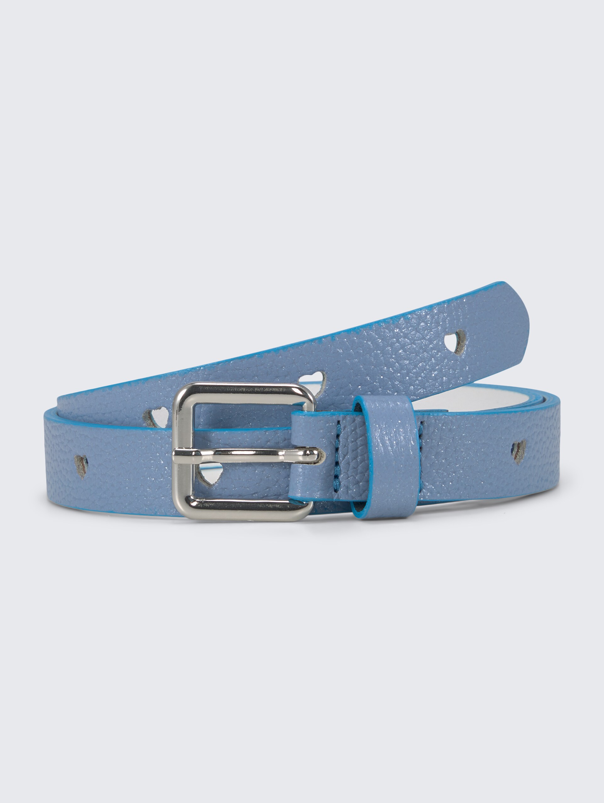 TTPEACH Kids schmaler Ledergürtel mit eckiger Dornschließe - bleu uni - Vorder-Produkt-Ansicht