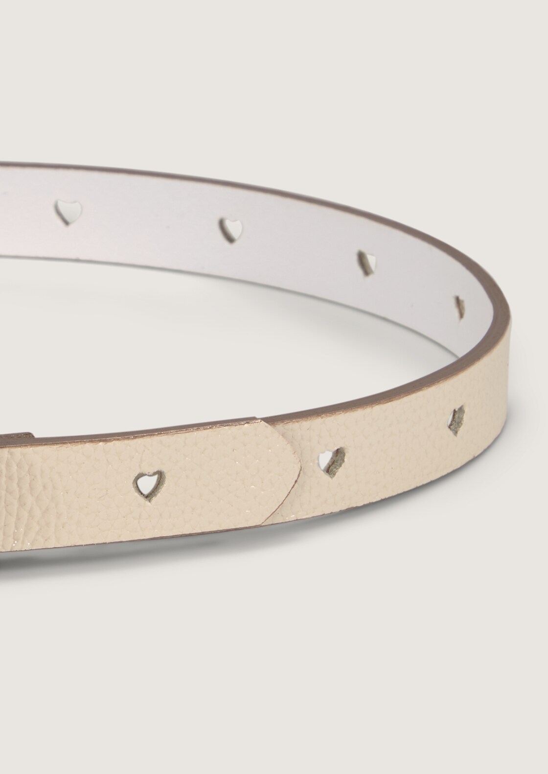 TTPEACH Kids schmaler Ledergürtel mit eckiger Dornschließe - ecru uni - Produkt-Ansicht von oben 