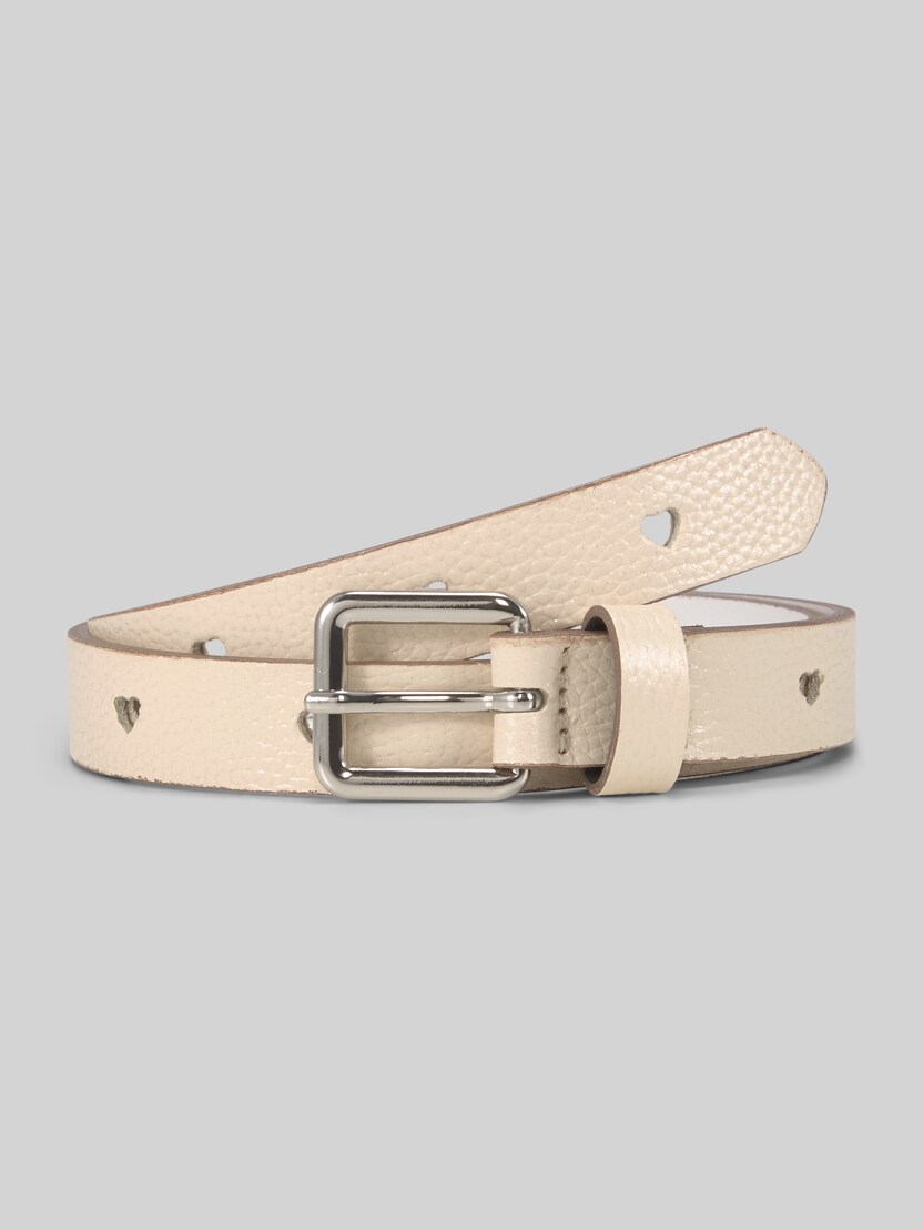 TTPEACH narrow leather belt with square pin buckle by Unisex, ecru uni