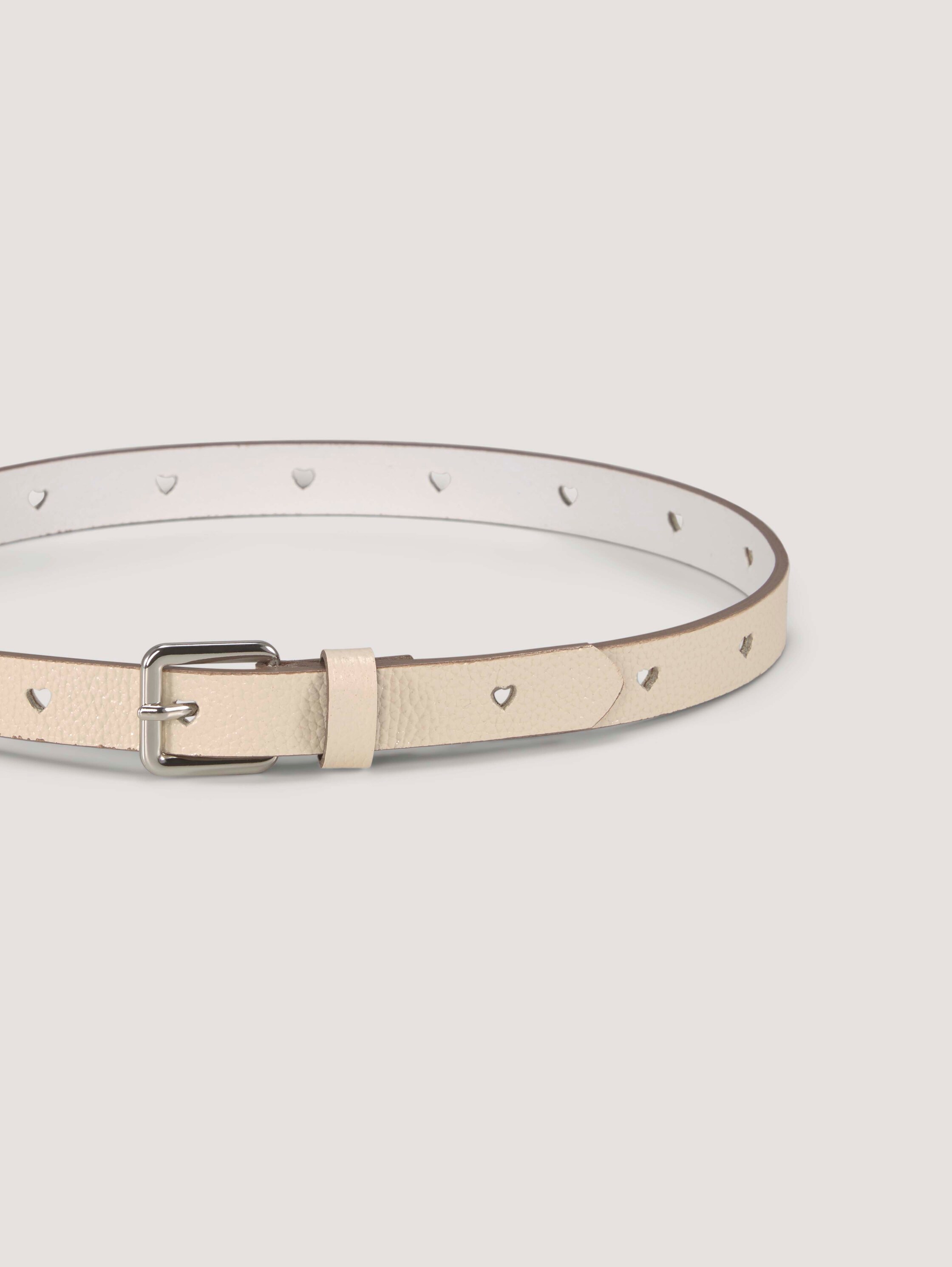 TTPEACH smalle leren riem met vierkante gesp - ecru_uni - 