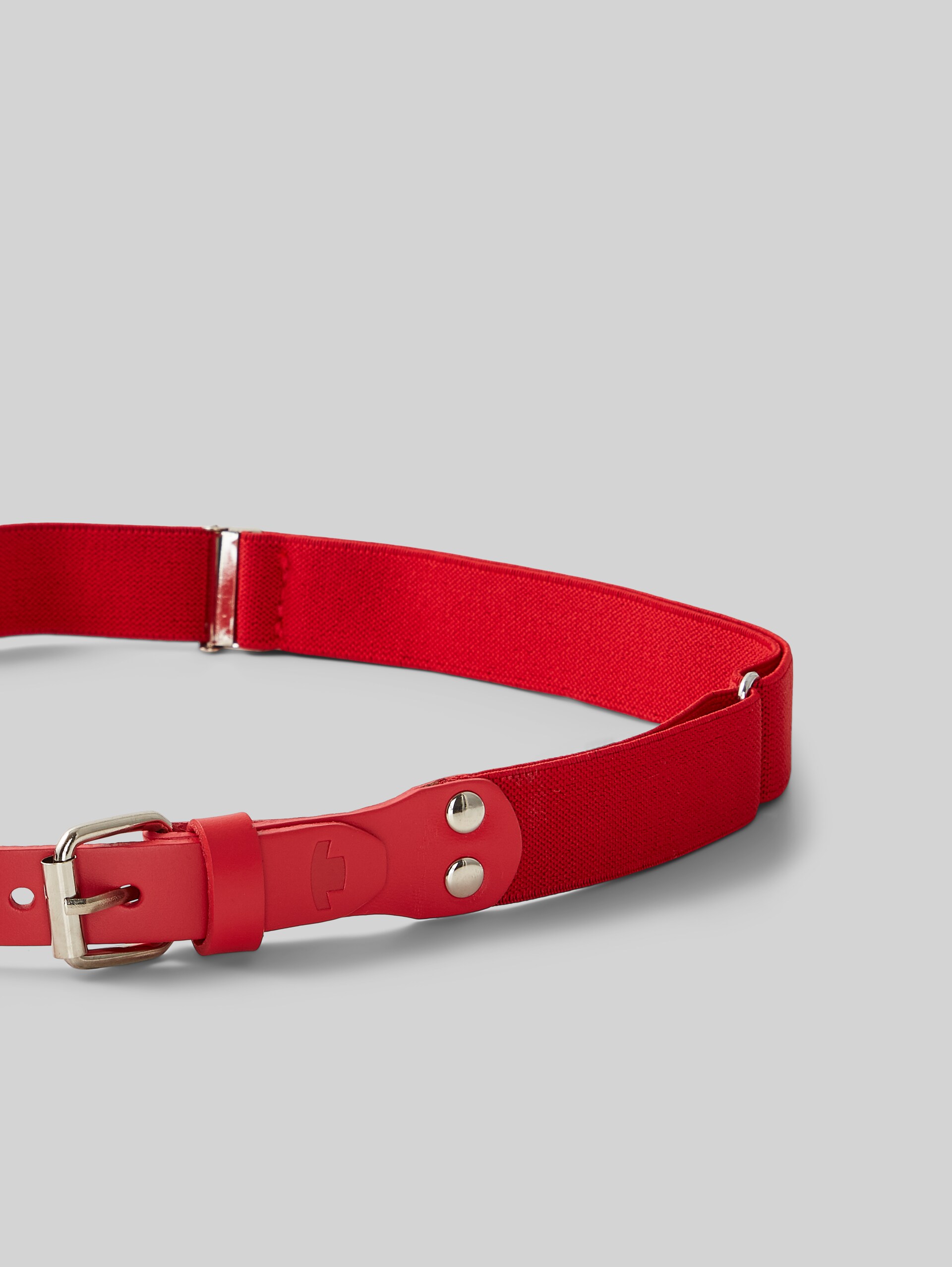 Ceinture en tissu avec détails en cuir - red uni - Vue du produit du haut