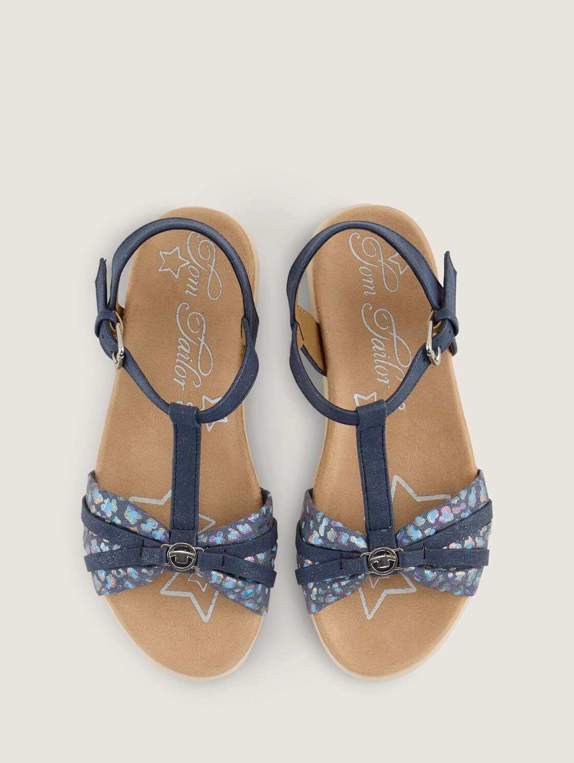 Sandalen mit Knöchelriemen und Animal-Print - navy - Produkt-Ansicht von oben 