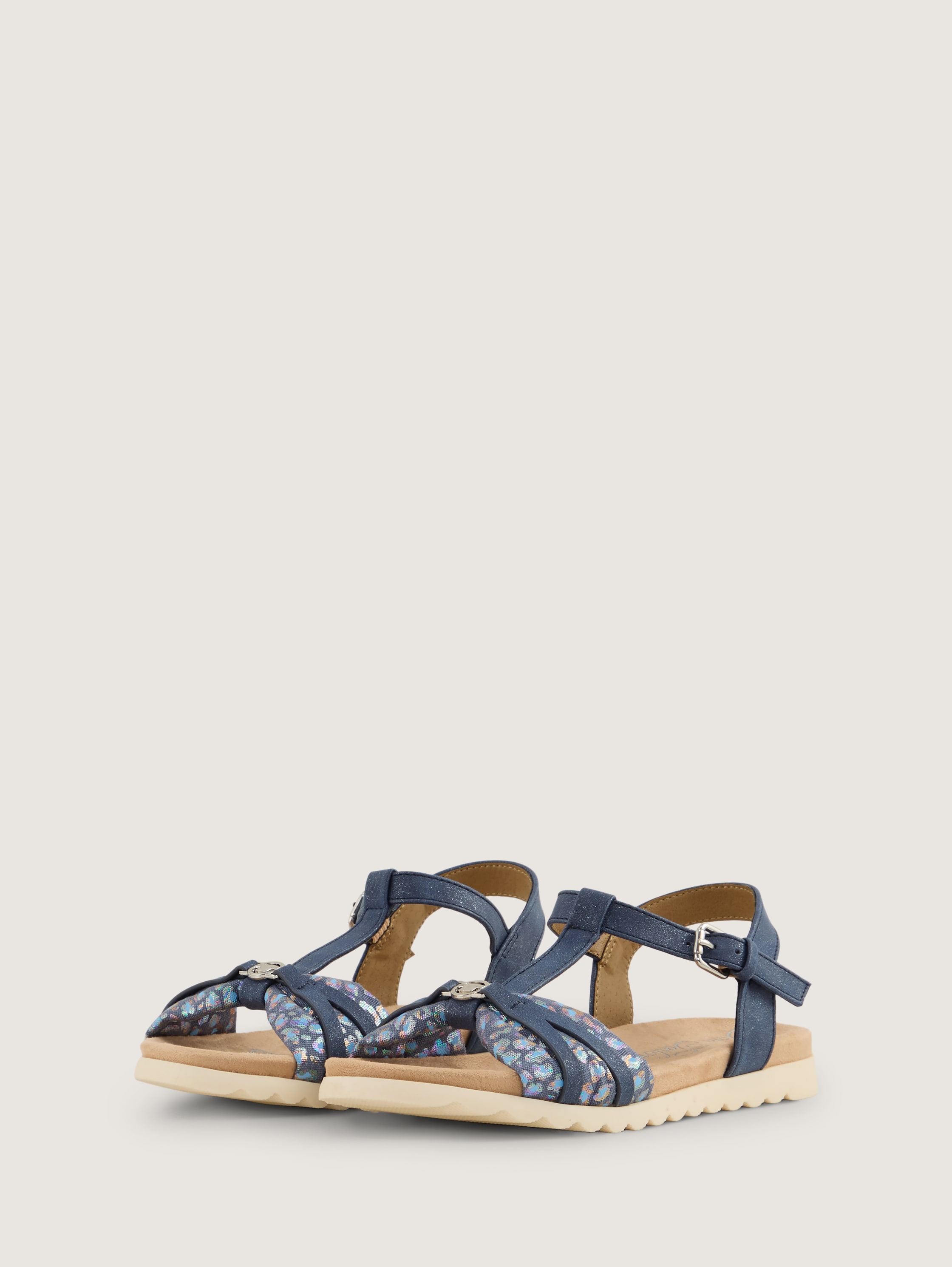 Sandalen mit Knöchelriemen und Animal-Print - navy - 