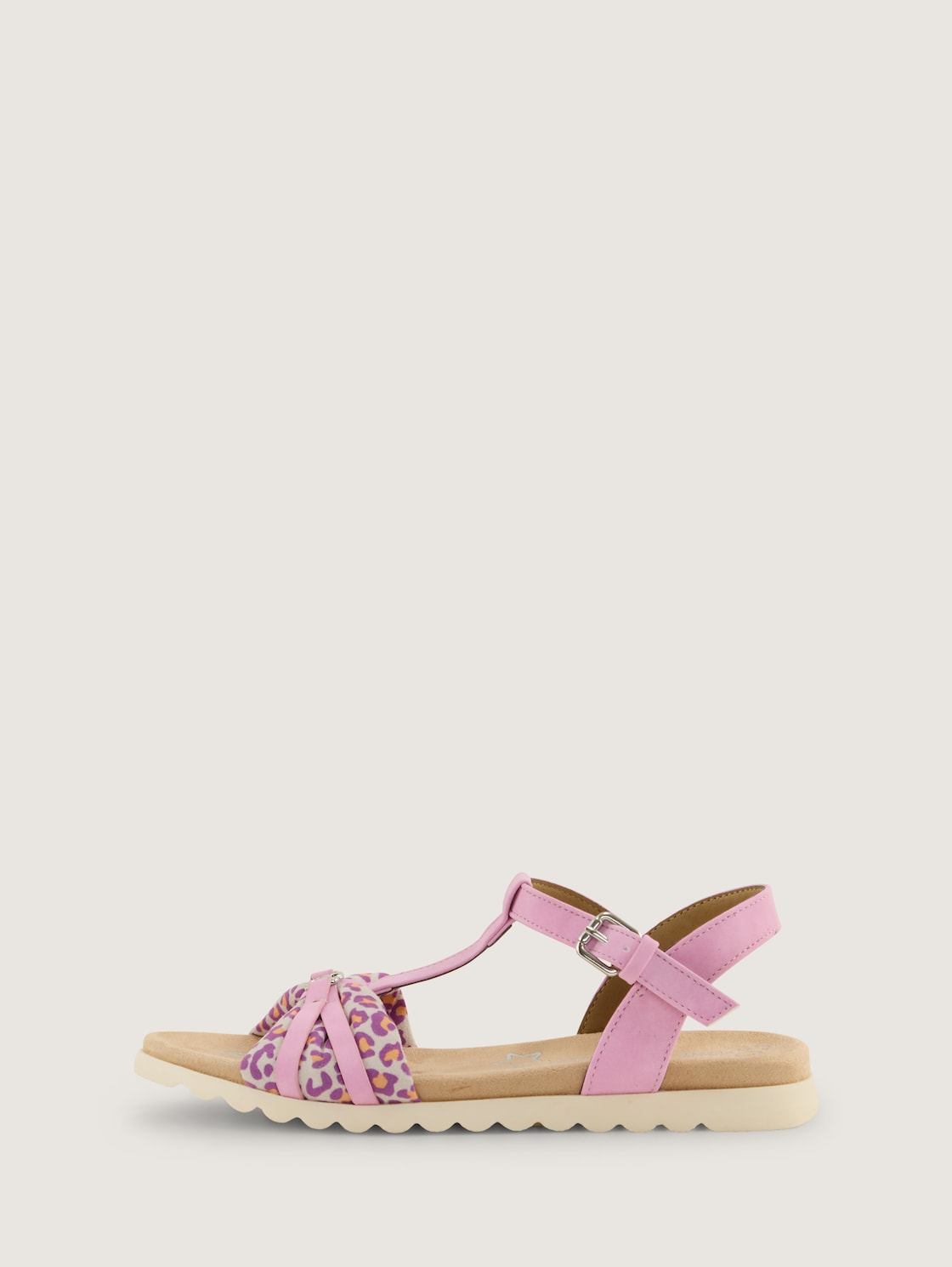Sandalen mit Knöchelriemen und Animal-Print - rose - seitliche Produkt-Ansicht
