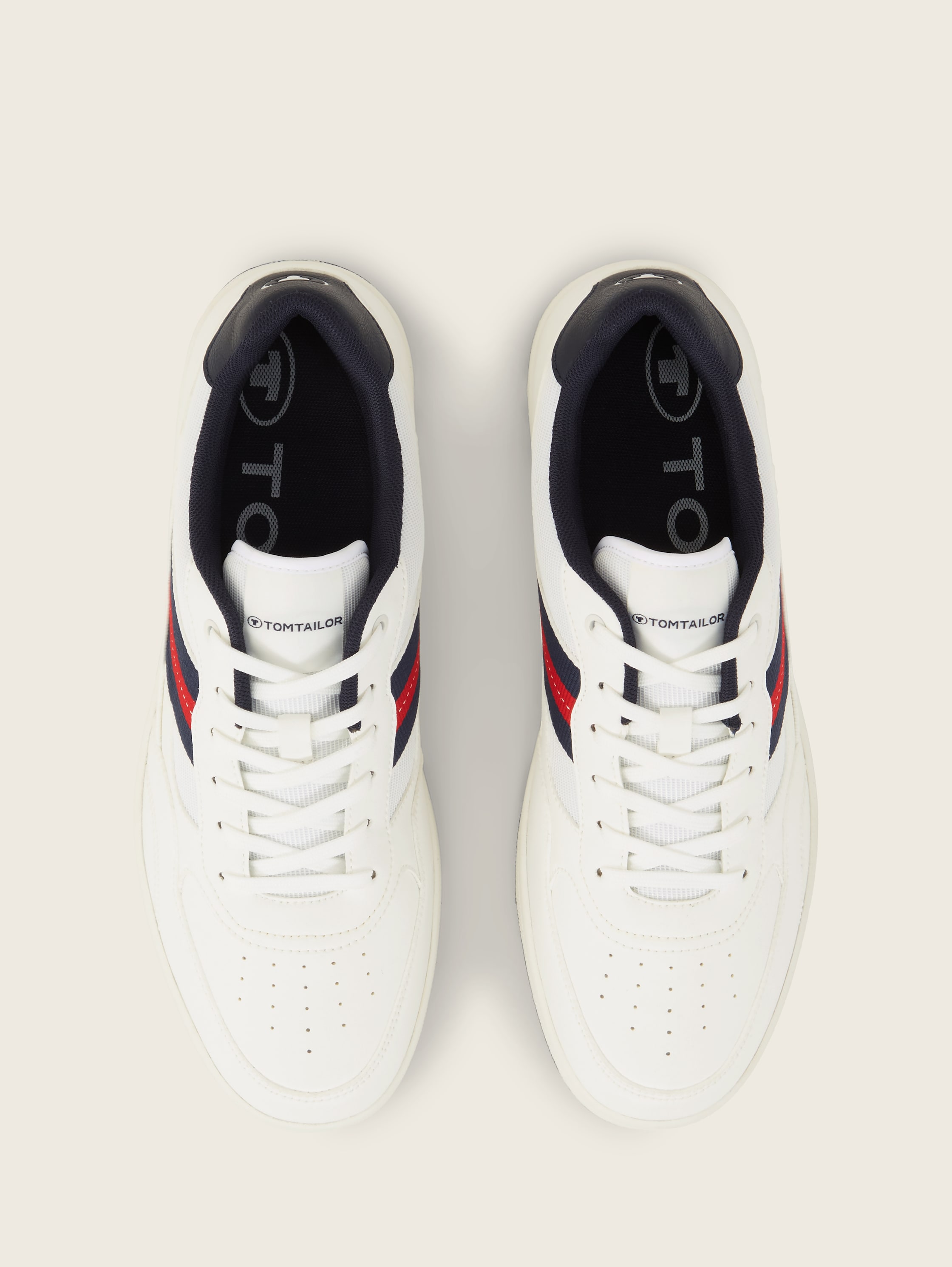 Kunstleder-Sneaker - white-navy - Produkt-Ansicht von oben 