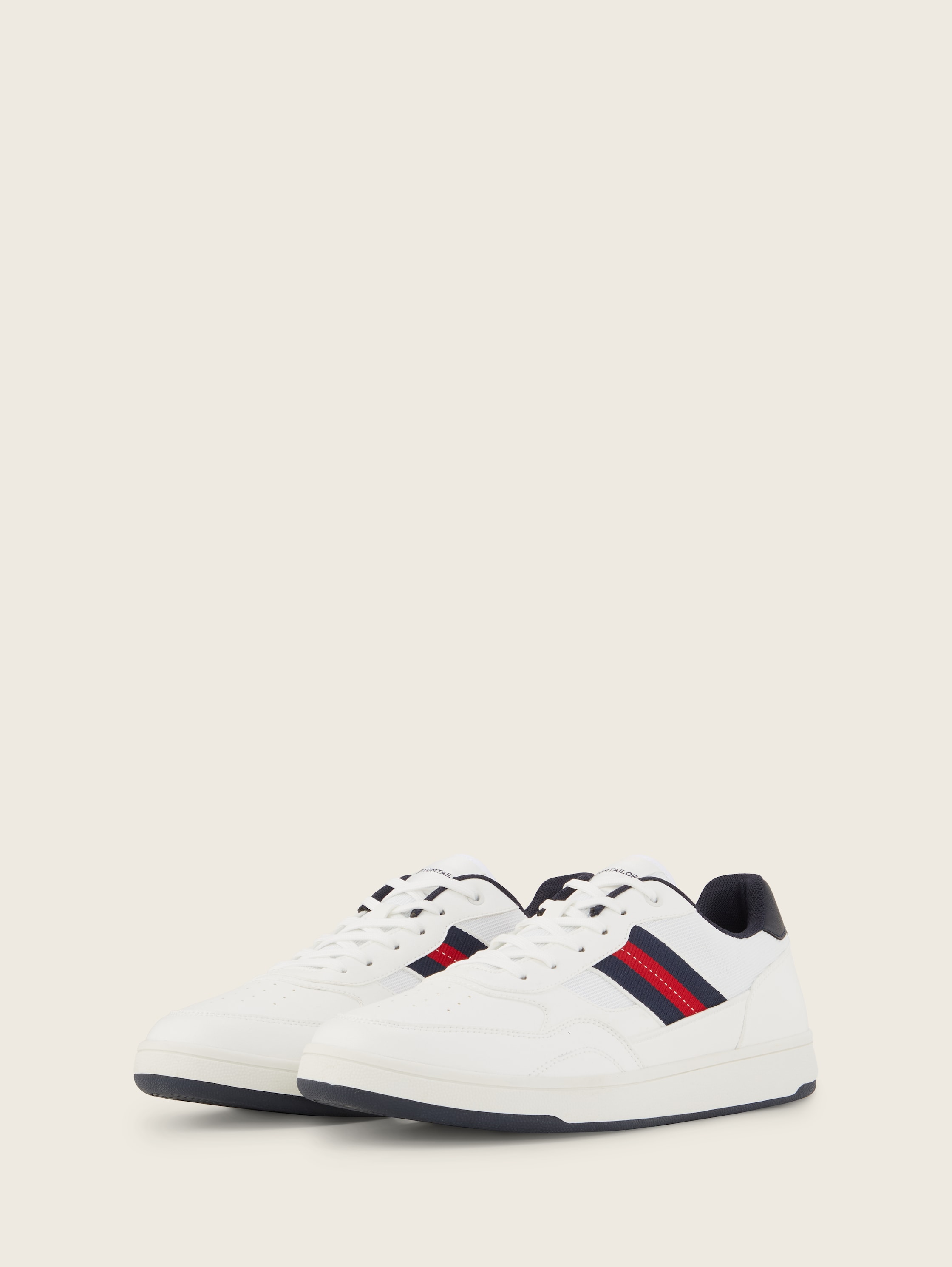 Kunstleder-Sneaker - white-navy - seitliche Produkt-Ansicht