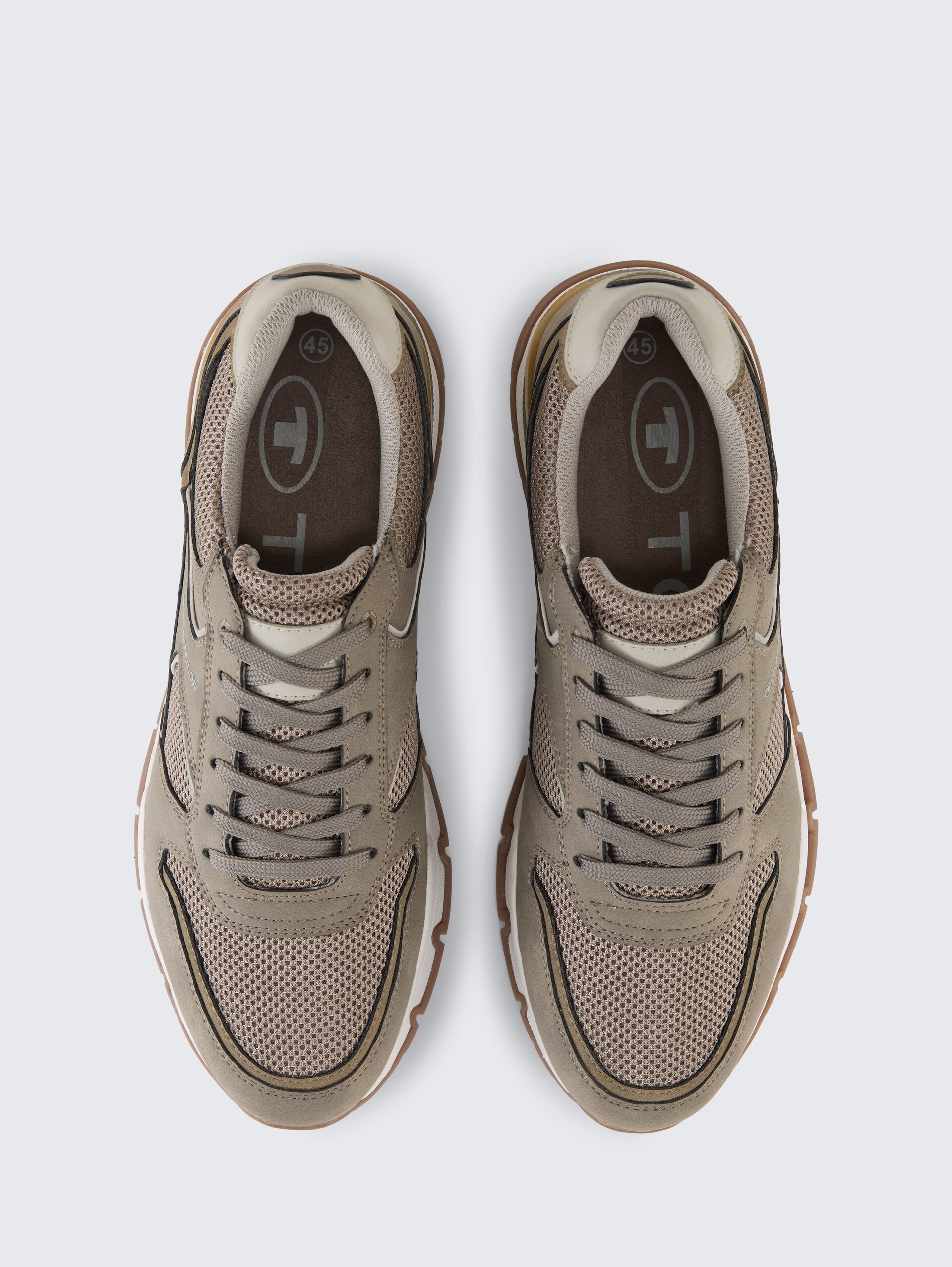 Sneaker met mesh inzetstuk - mud - Bovenaanzicht product 