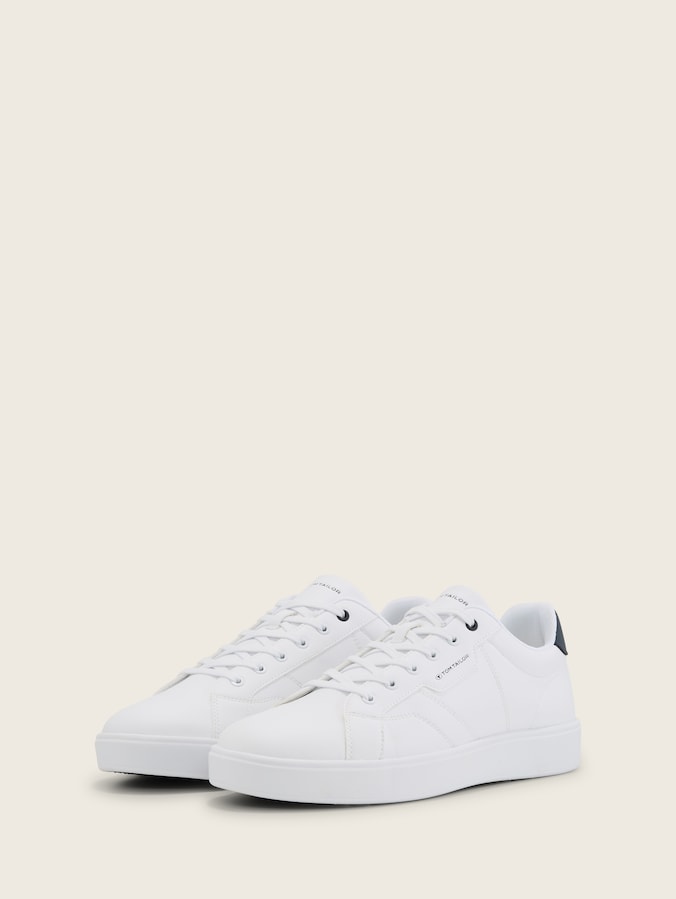 Faux leather sneakers by Men, white