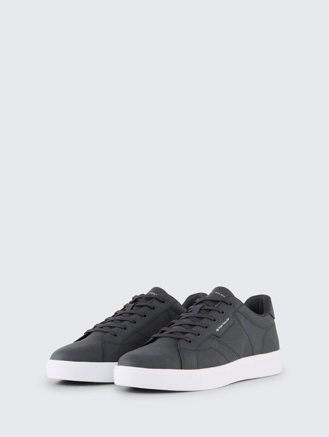 Faux leather sneakers by Men, navy