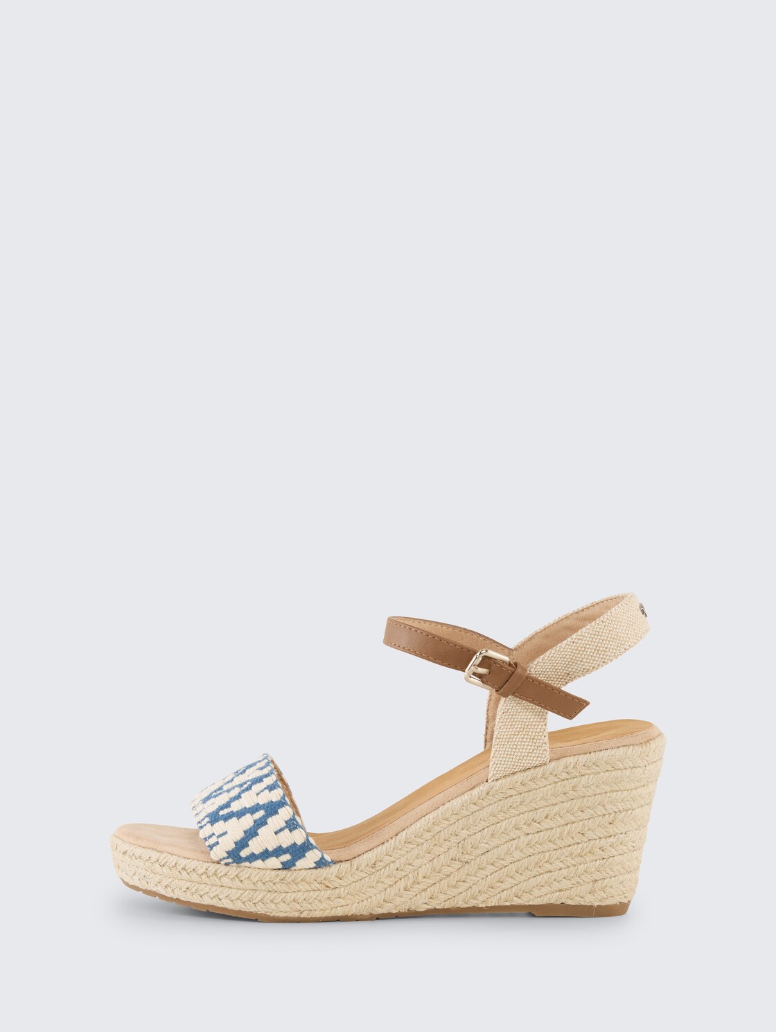 Sandalen mit Keilabsatz - offwhite-blue - seitliche Produkt-Ansicht