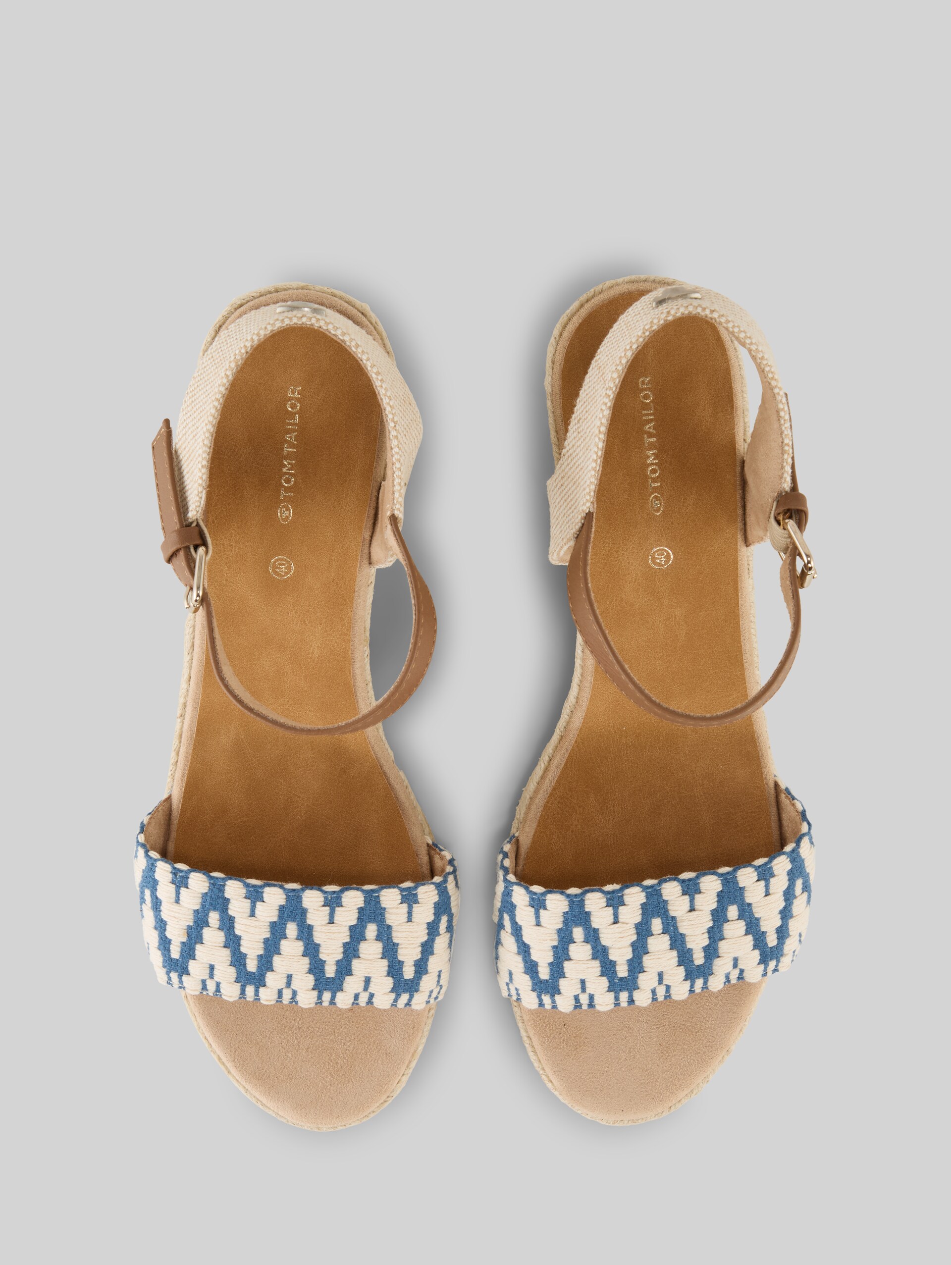 Sandals with wedge heels - offwhite-blue - Product view from top 
