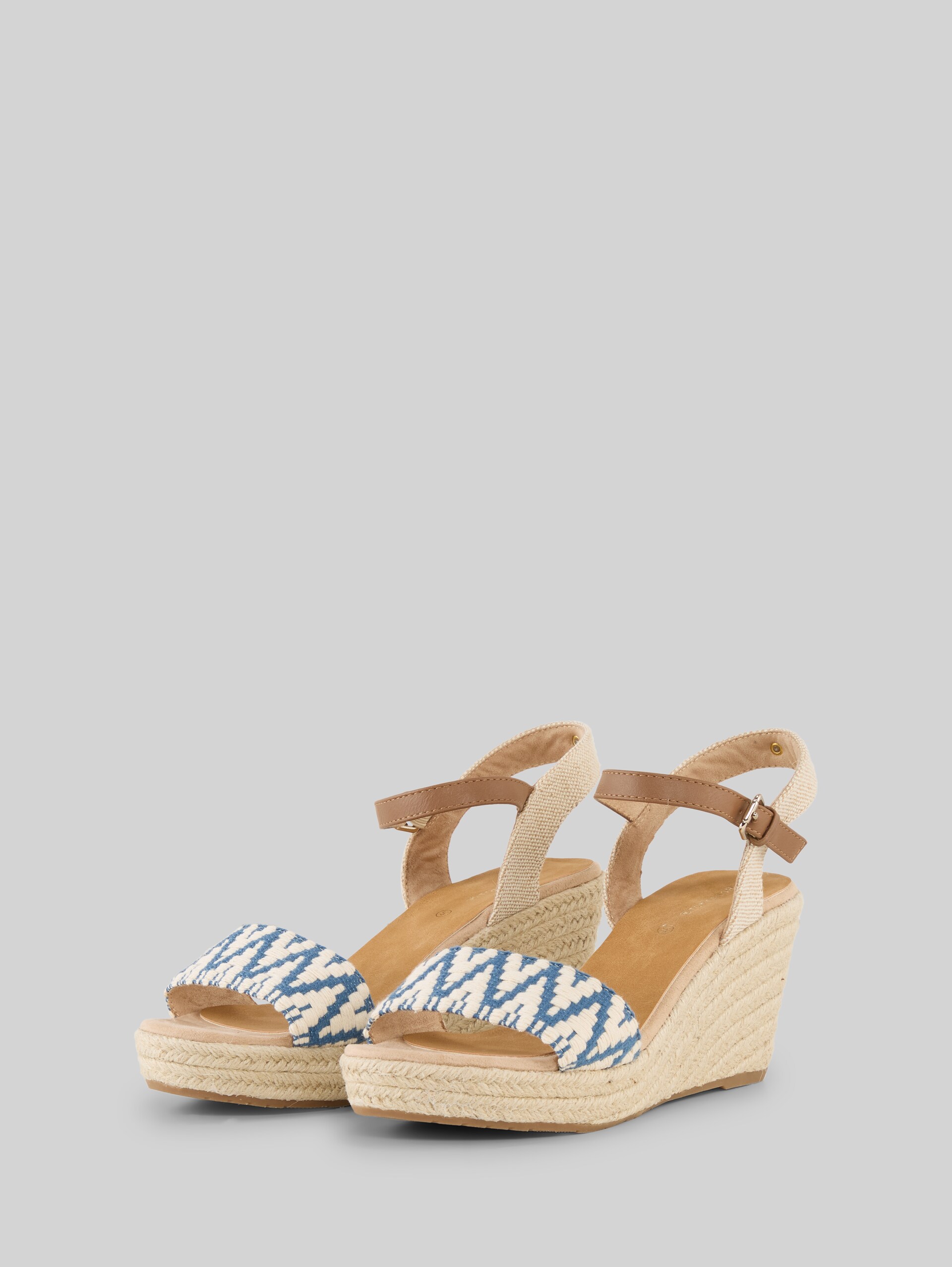 Sandals with wedge heels - offwhite-blue - side product view