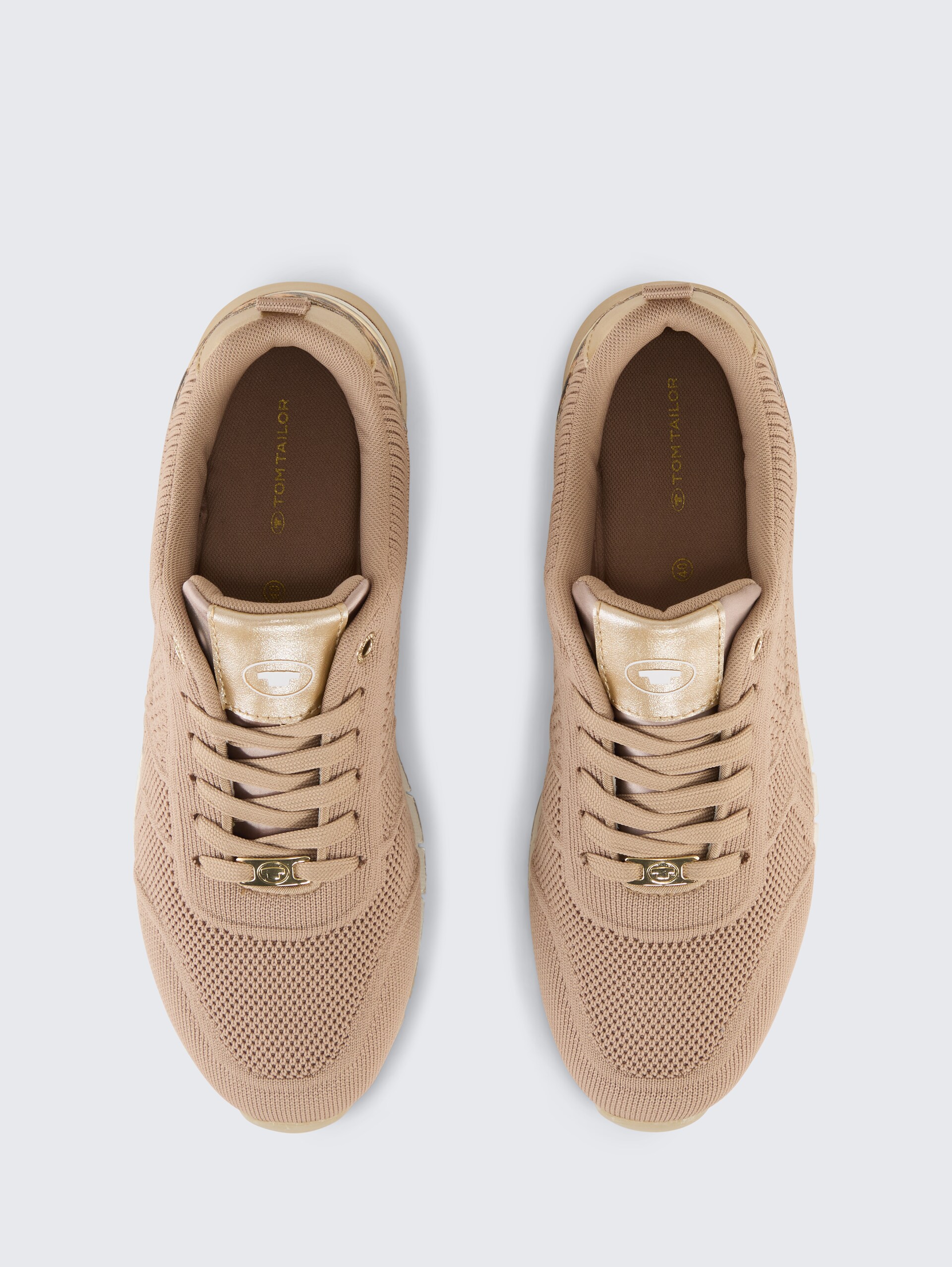 Sneaker met mesh inzetstuk - sand - Bovenaanzicht product 