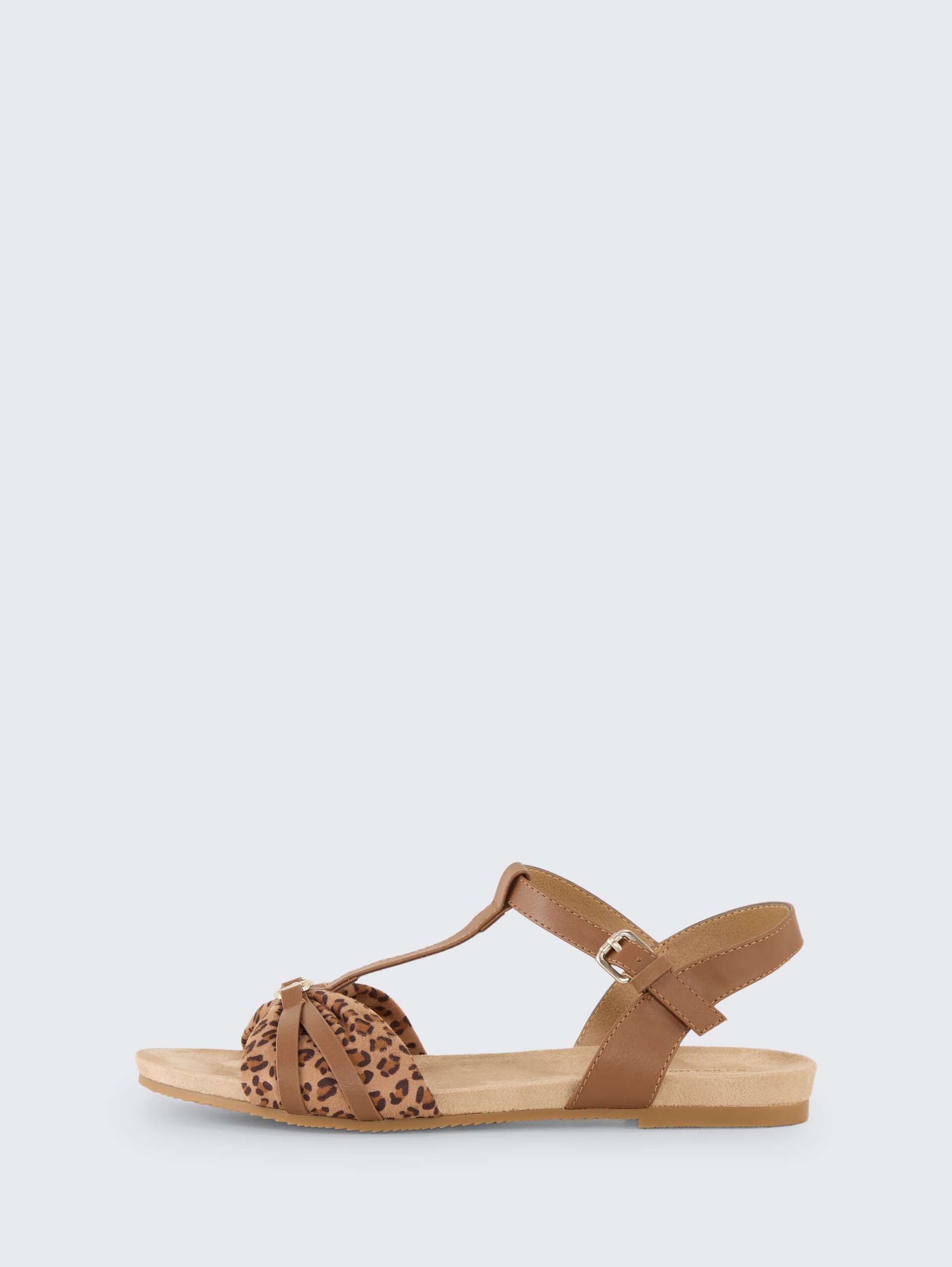 Flache Sandalen mit Animal-Print - mud - seitliche Produkt-Ansicht