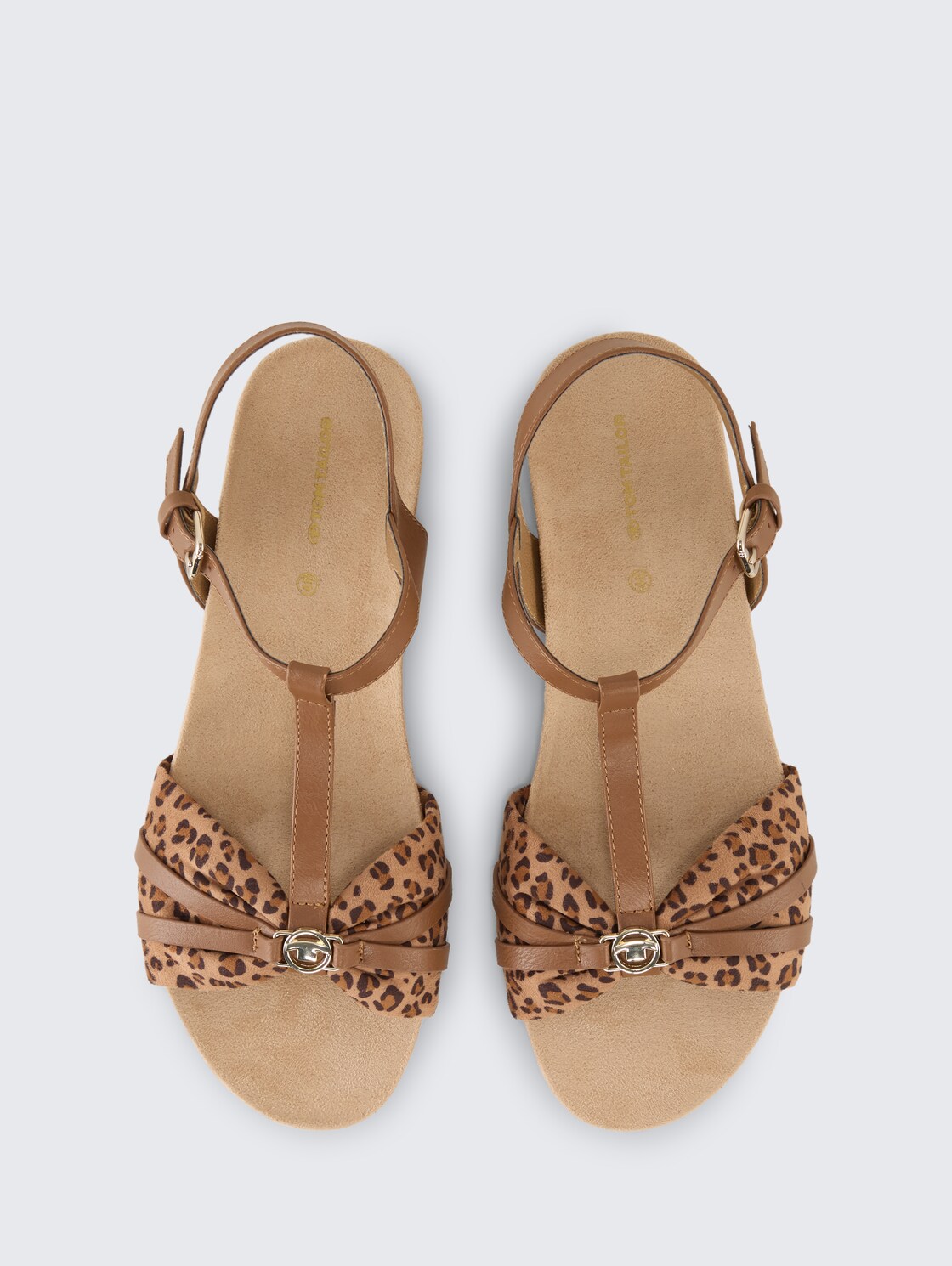 Flache Sandalen mit Animal-Print - mud - Produkt-Ansicht von oben 