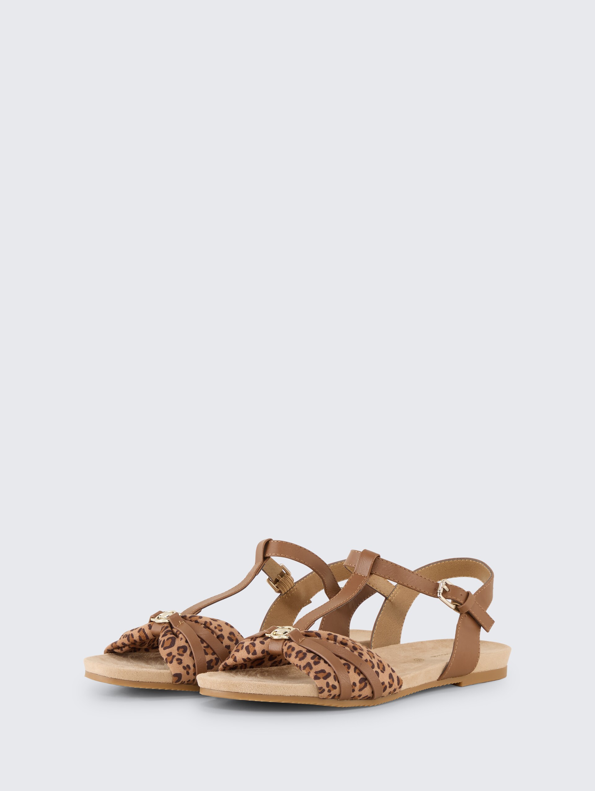 Flache Sandalen mit Animal-Print - mud - seitliche Produkt-Ansicht