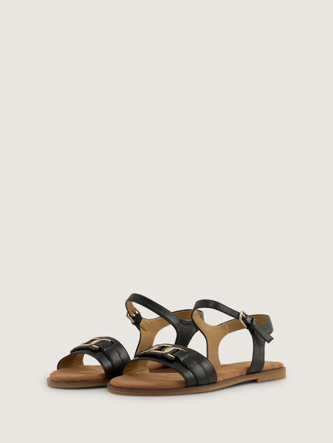 Flache Sandalen mit weicher Sohle - black - seitliche Produkt-Ansicht
