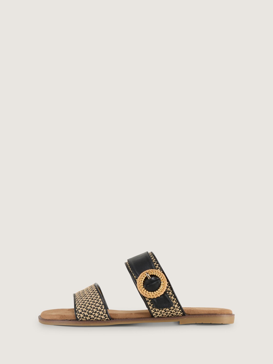 Flache Sandalen mit Flechtmuster - black - seitliche Produkt-Ansicht