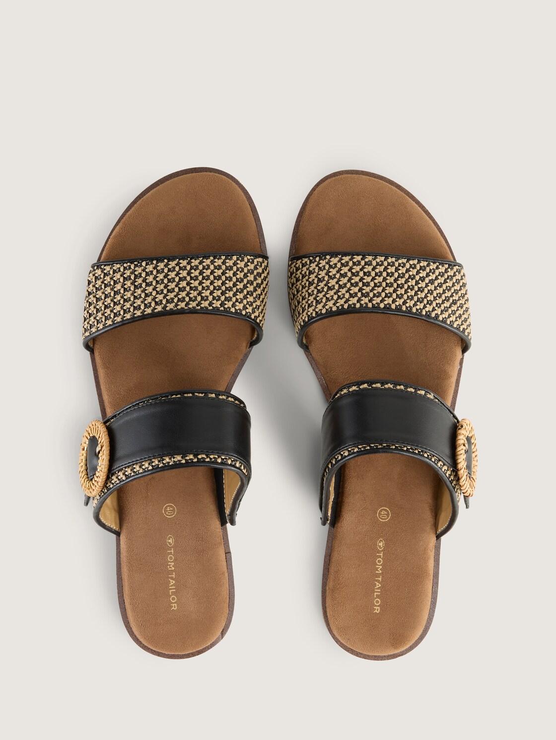 Flache Sandalen mit Flechtmuster - black - Produkt-Ansicht von oben 