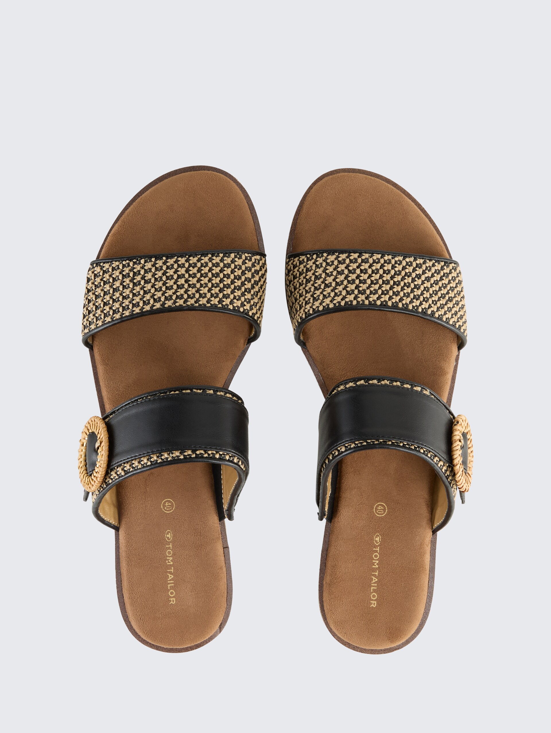Flache Sandalen mit Flechtmuster - black - Produkt-Ansicht von oben 