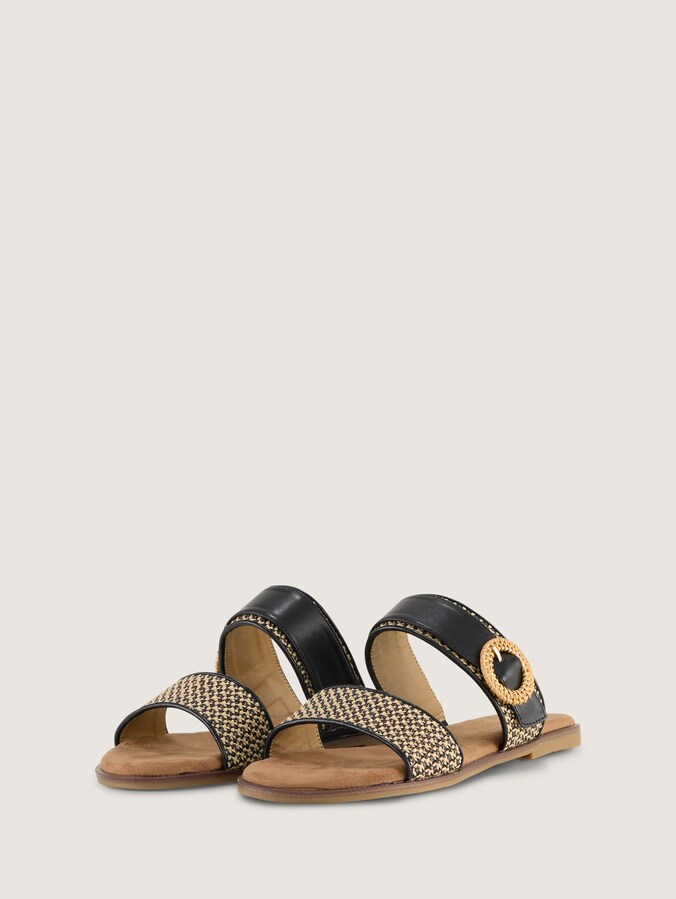 Platte sandalen met vlechtwerk door Women, black