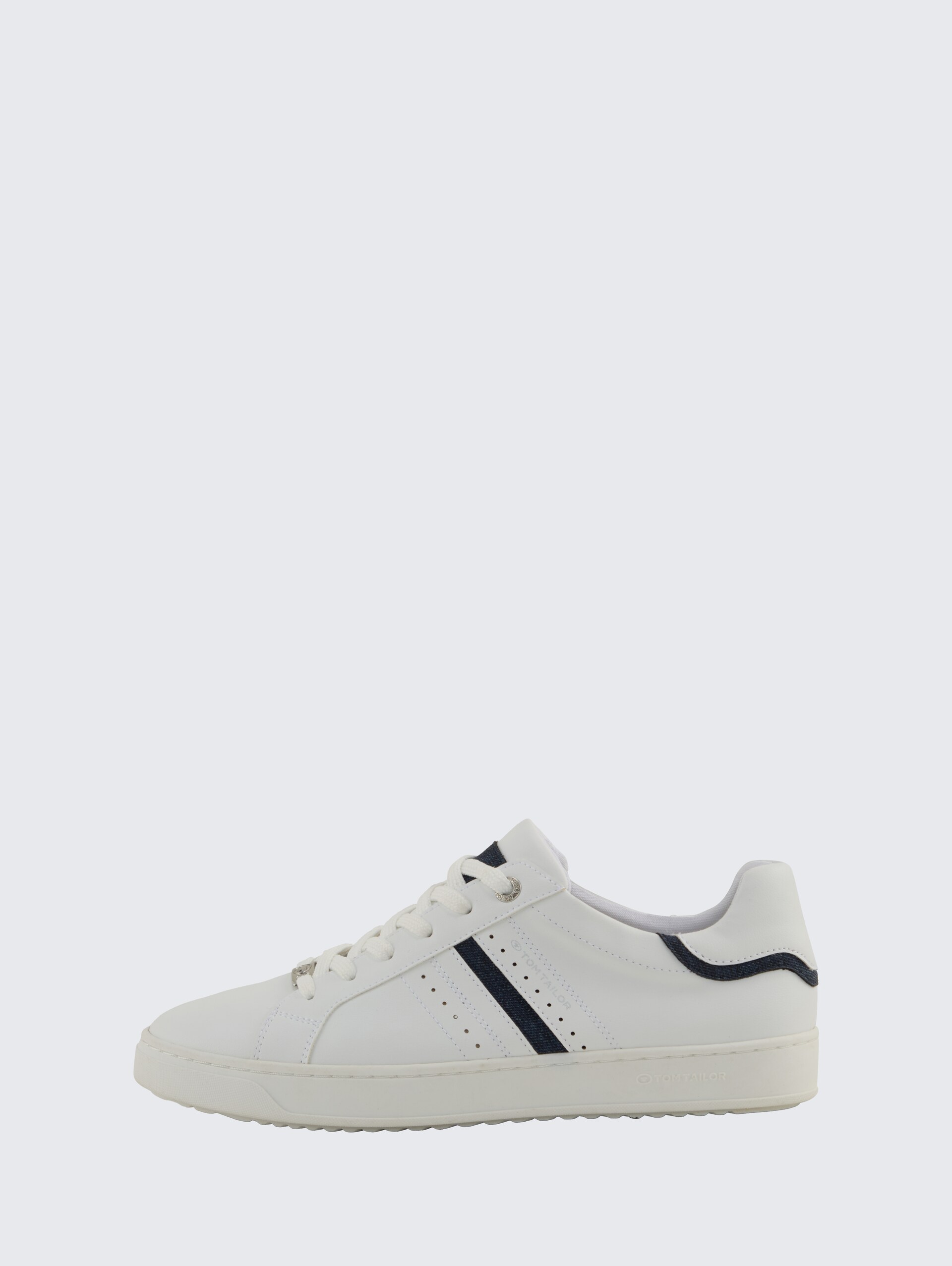 Sneaker mit Denim-Details - white - seitliche Produkt-Ansicht