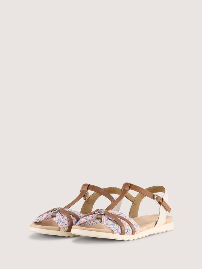 Flat sandals with braided pattern by Women, blue-multi